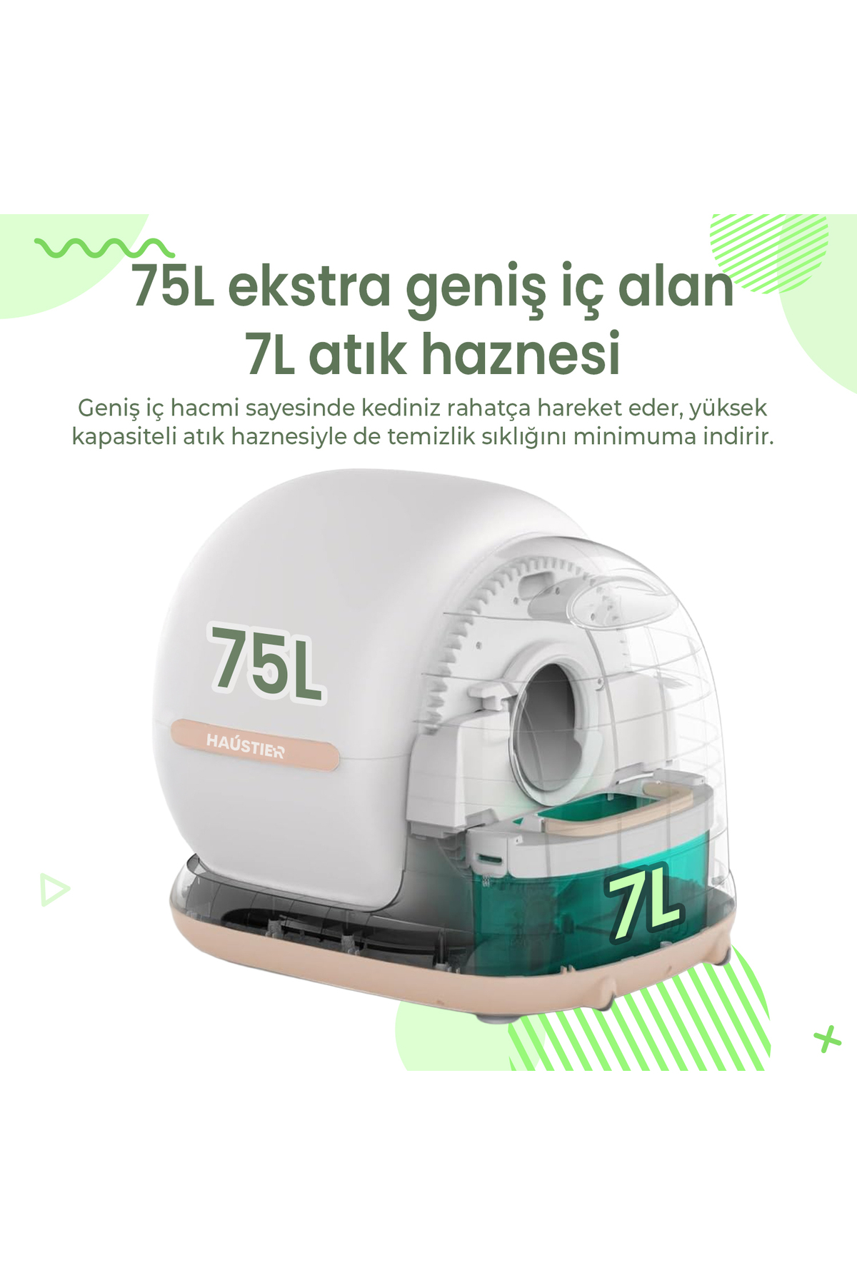 توالت خودکار گربه دوربین‌دار هاستایر Haustier مدل HST-CB002 SİYAH، سیاه