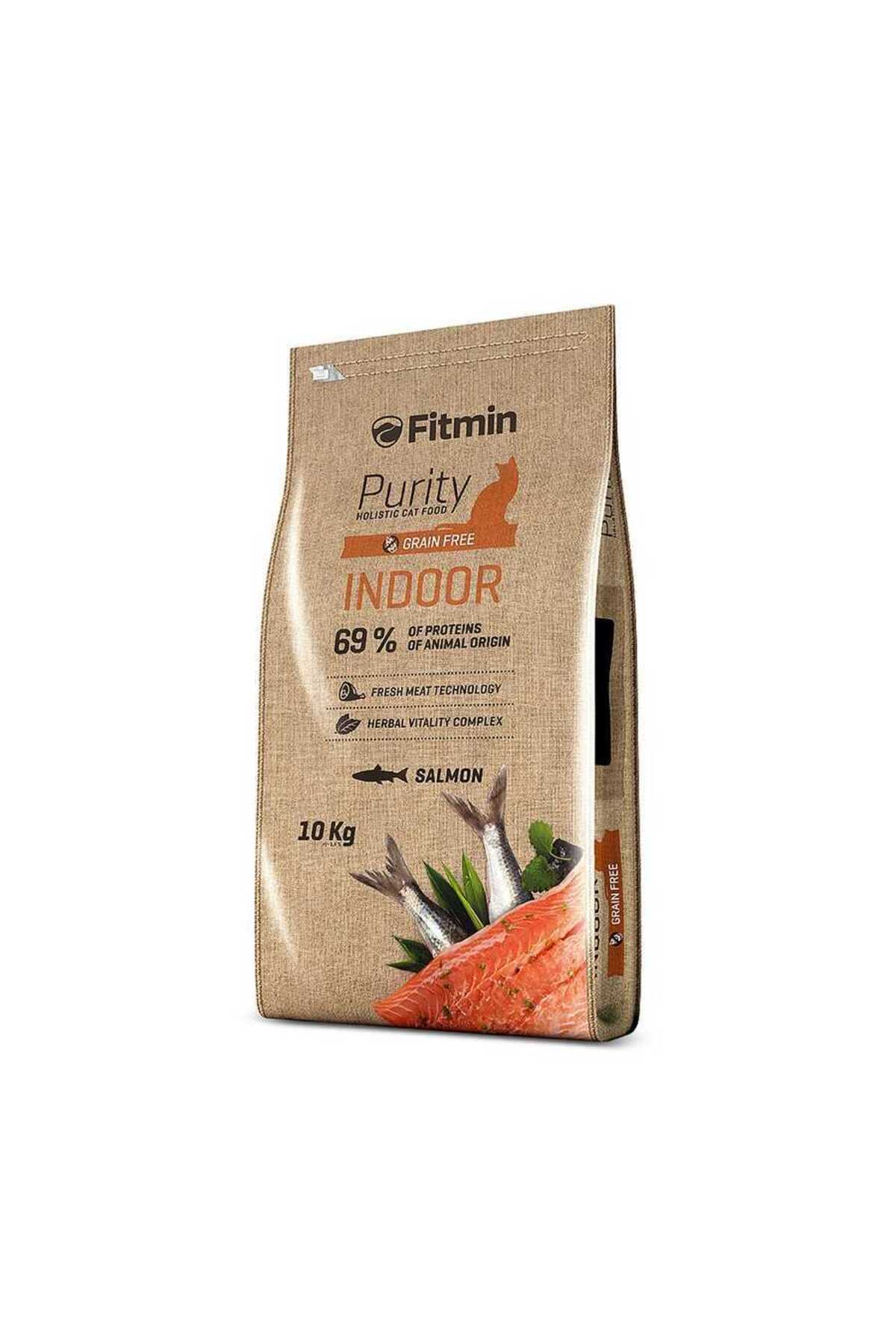 غذای خشک گربه بالغ فیت‌مین Fitmin Purity Indoor با سالمون تازه، ۱۰ کیلوگرم