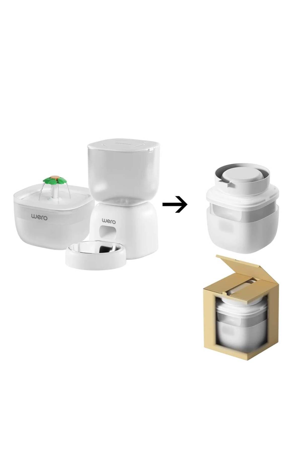 مجموعه هوشمند ظرف غذادهی و آب‌نمای گربه و سگ ورو Wero، کنترل Wi-Fi و تغذیه خودکار WF1 / WBWF1