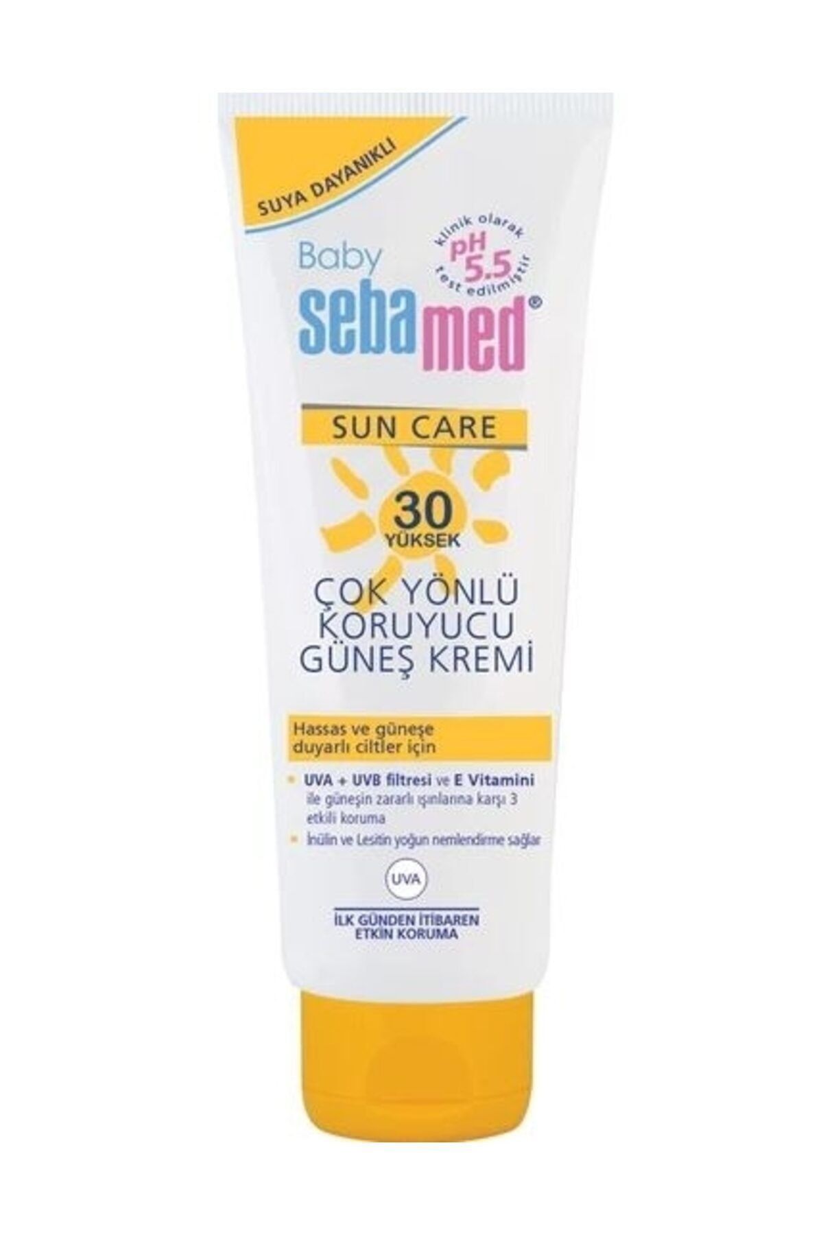 کرم ضد آفتاب صورت پسرانه و دخترانه بچگانه SUN 30 SPF BABY 75 میل Sebamed