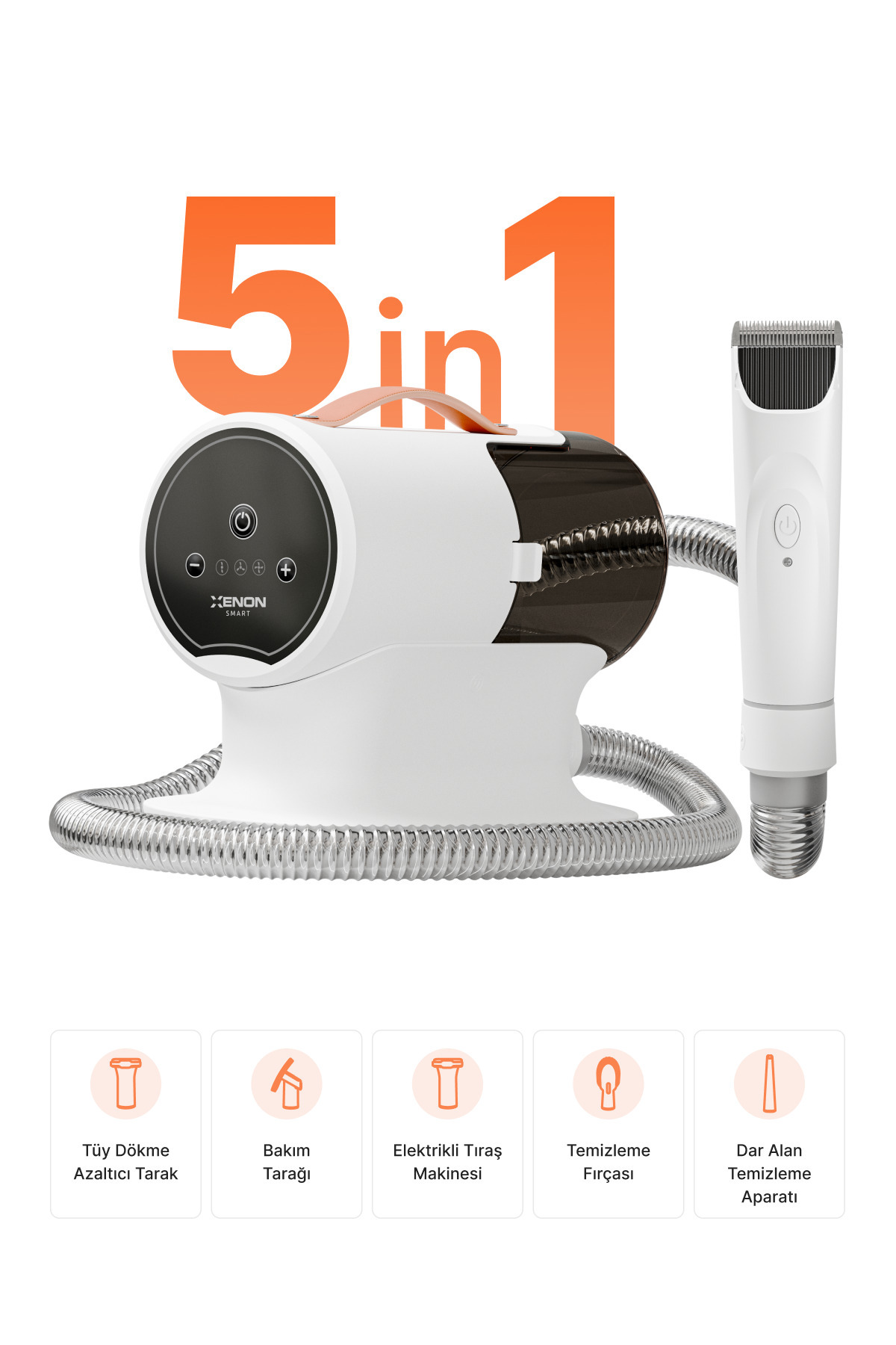 ست اصلاح و مراقبت سگ و گربه زنون اسمارت Xenon Smart مدل X6301، شامل ماشین اصلاح، پرزگیر فیلتر‌دار و برس