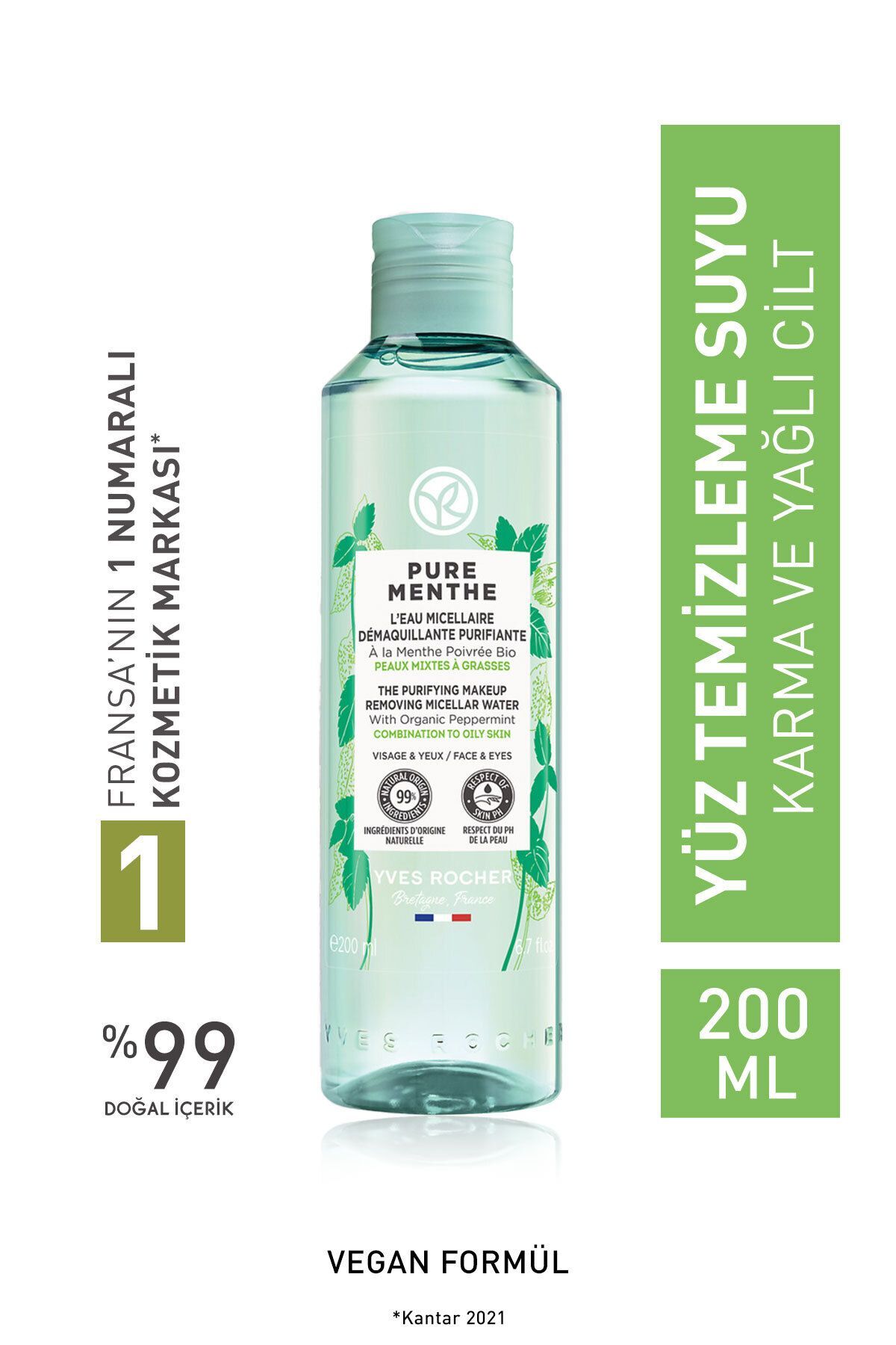 Yves Rocher ضدعفونی کننده پودری پیش بیوتیک مینت برای پوست مختلط و چرب ۲۰۰ میلی لیتر