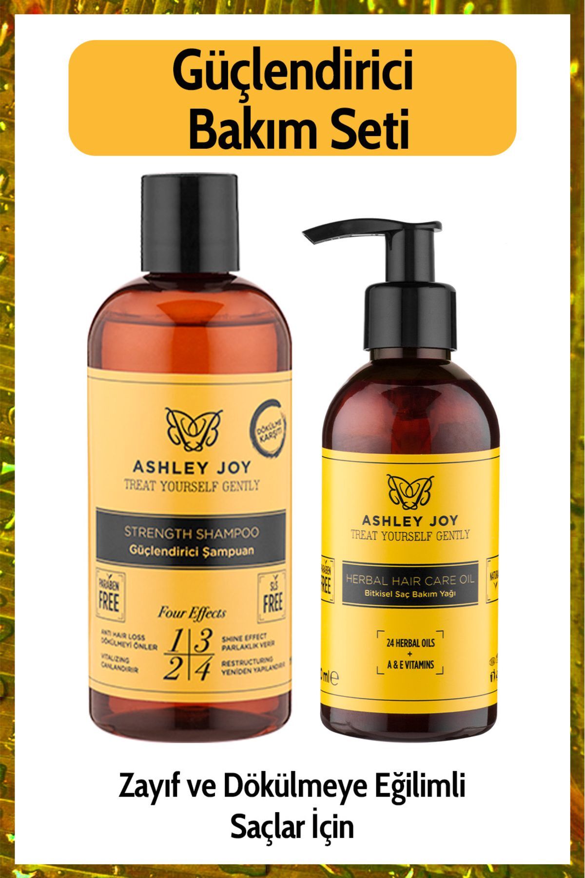 پک شامپو تقویت کننده و روغن مراقبت از مو اشلی جوی Ashley Joy