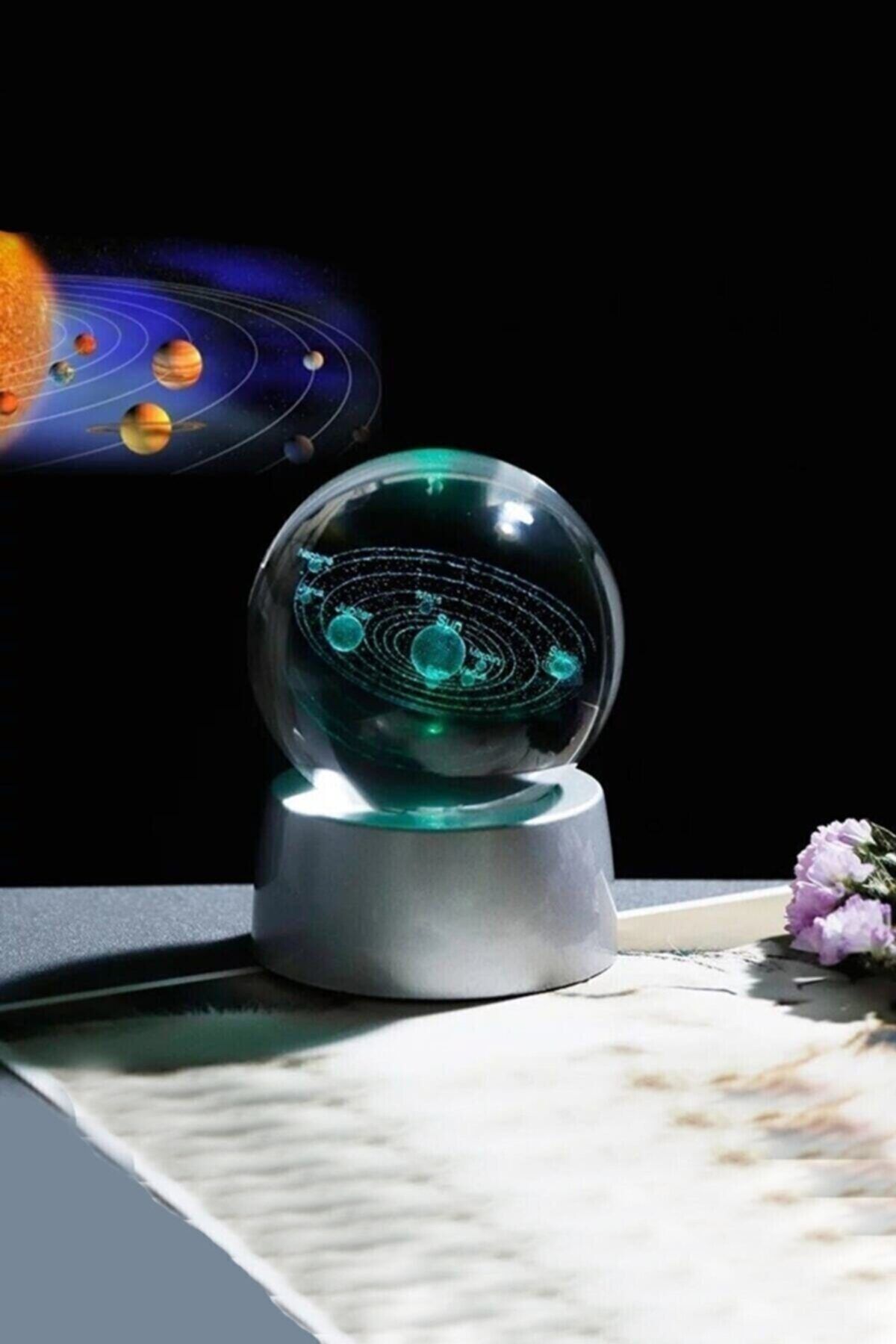 گوی برفی دکوراتیو گلوب شیشه ای در حال تغییر رنگ LED سیارات منظومه شمسی از ترکیه TeknoClass