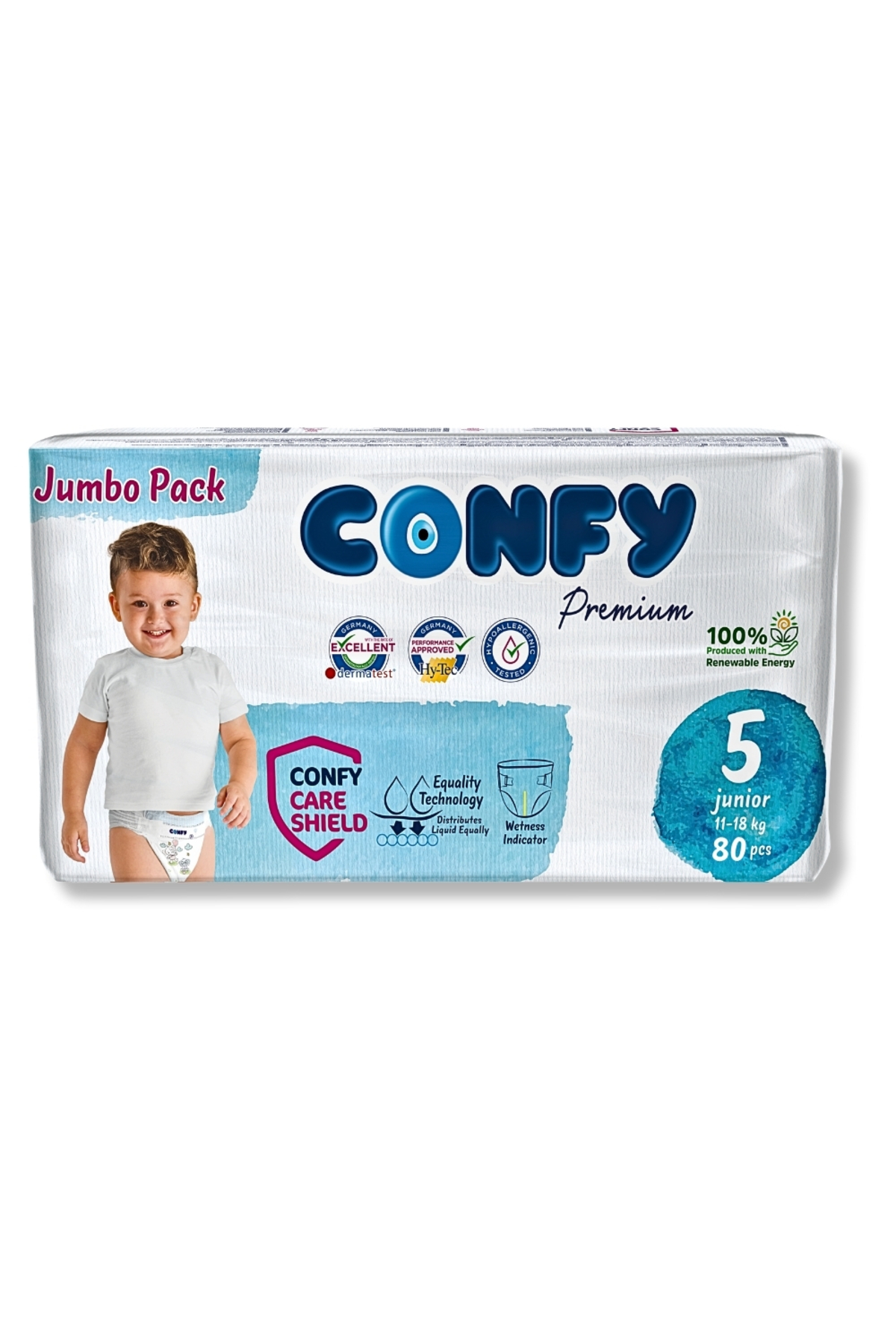 پوشک بچه جونیور 11 تا 18 کیلوگرم 80 عددی سایز ممتاز 5 اورجینال Confy