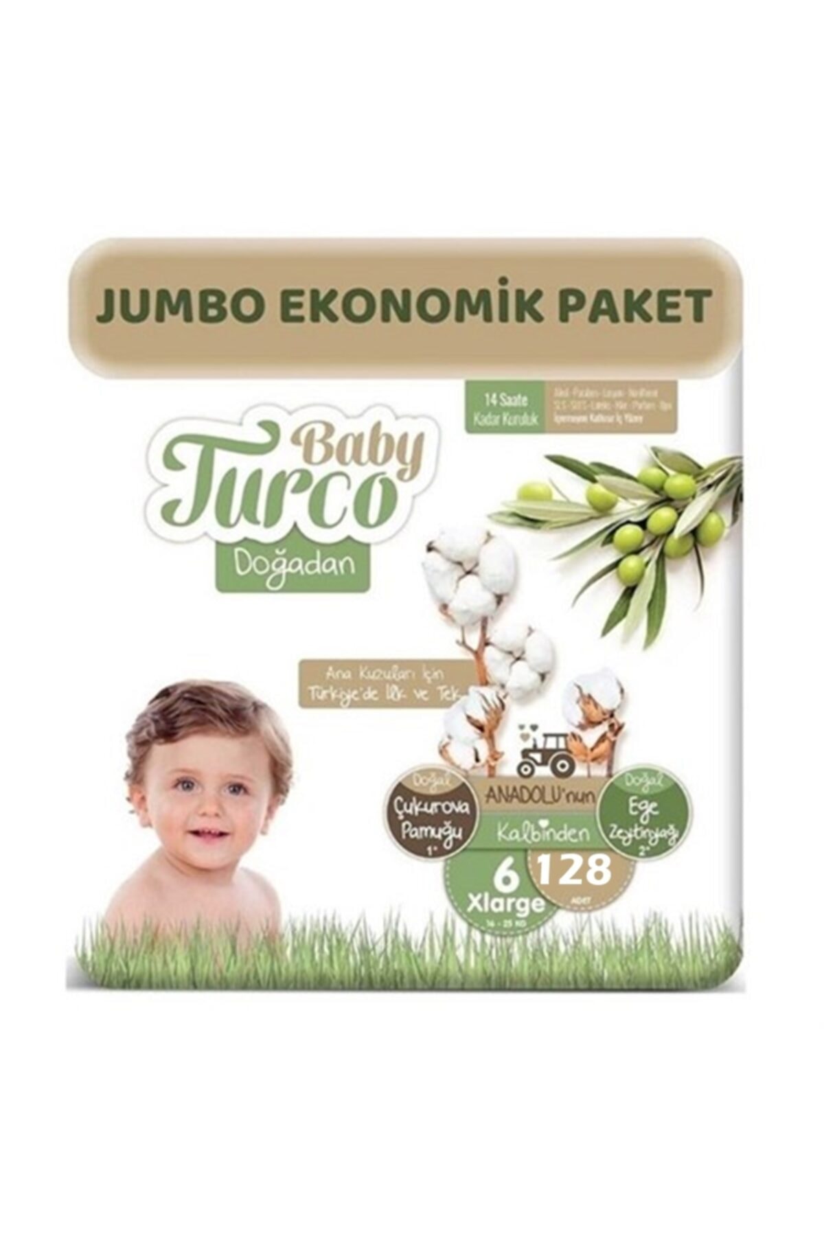 پوشک بچه دوغادان سایز 6 16 25 کیلویی 128 عدد اورجینال Baby Turco