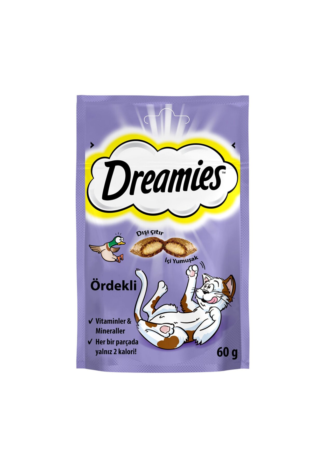 تشویقی گربه دریمیز Dreamies با طعم اردک، ۶۰ گرم