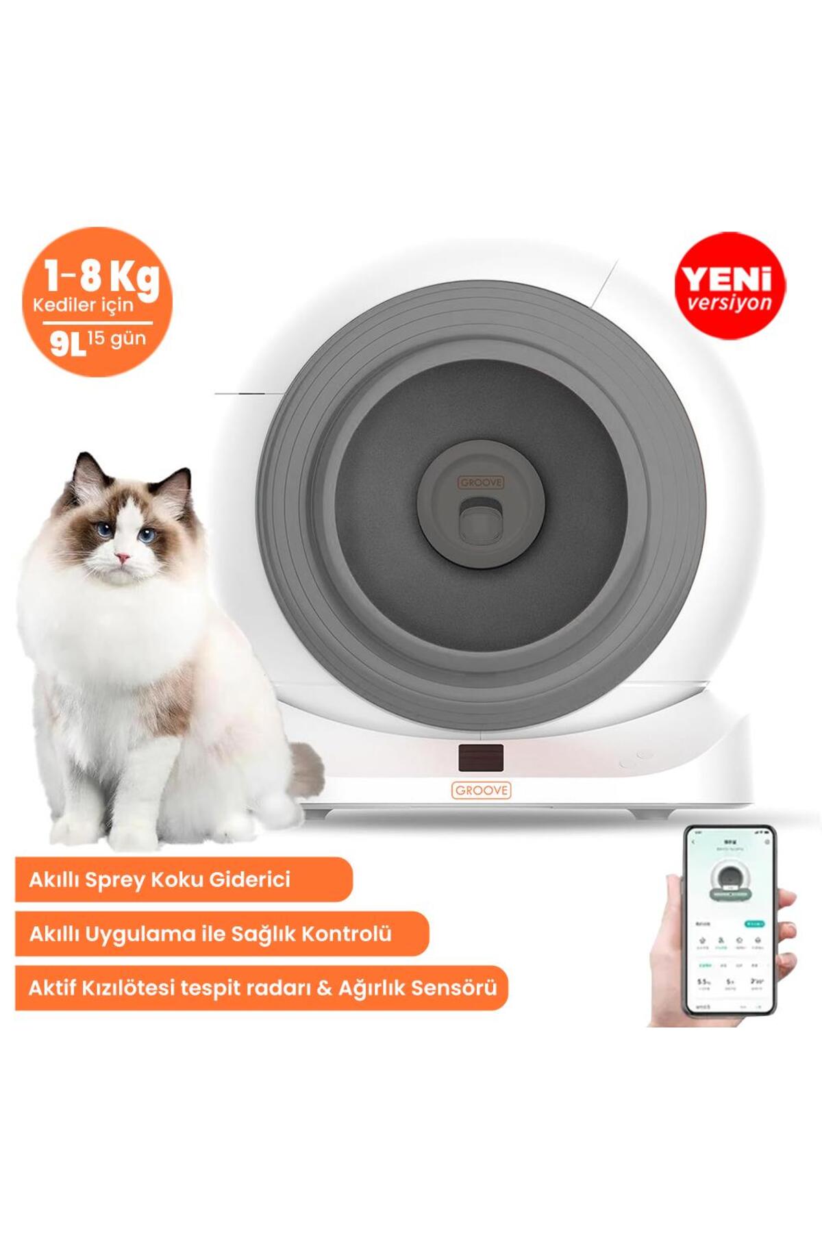 مجموعه توالت هوشمند گربه پت‌فیت Petfit؛ Groove Q-Clean Wi-Fi خاکستری و Feline Prime 3L دوربین‌دار