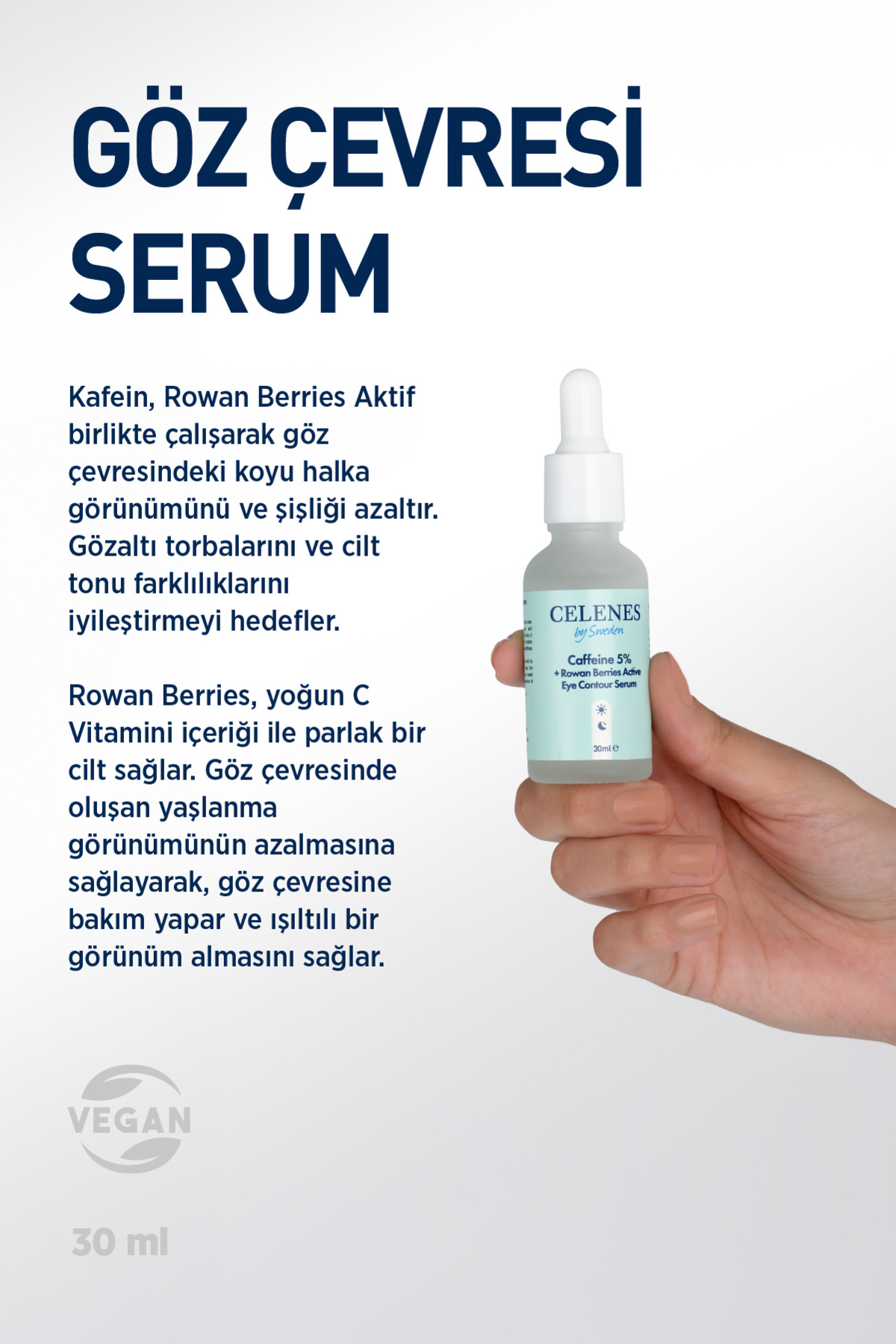 سرم پوست مراقبت از چشم کافئین رنا ROWAN BERRY 30 میل Celenes by Sweden