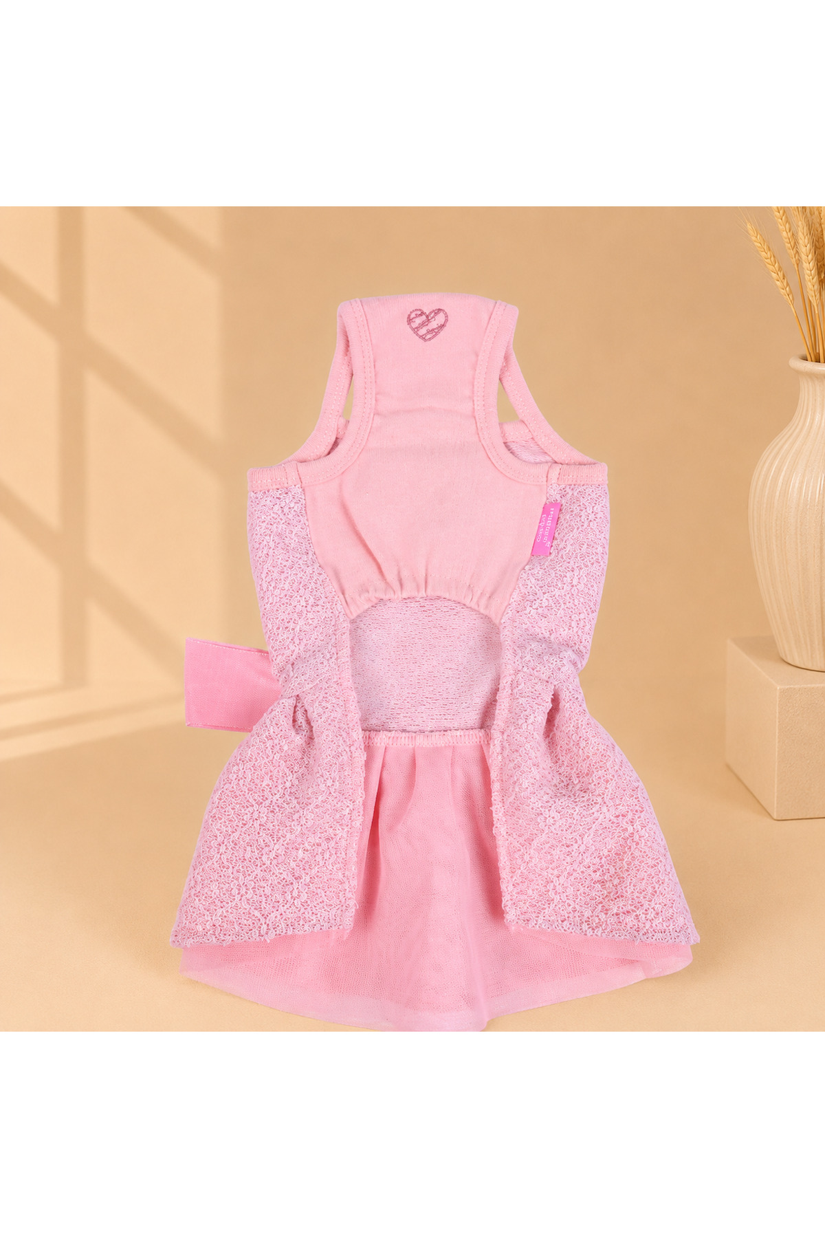 لباس سگ صورتی پینکاهولیک Pinkaholic با پاپیون و دانتل، مدل PH-DRS-PNK-001