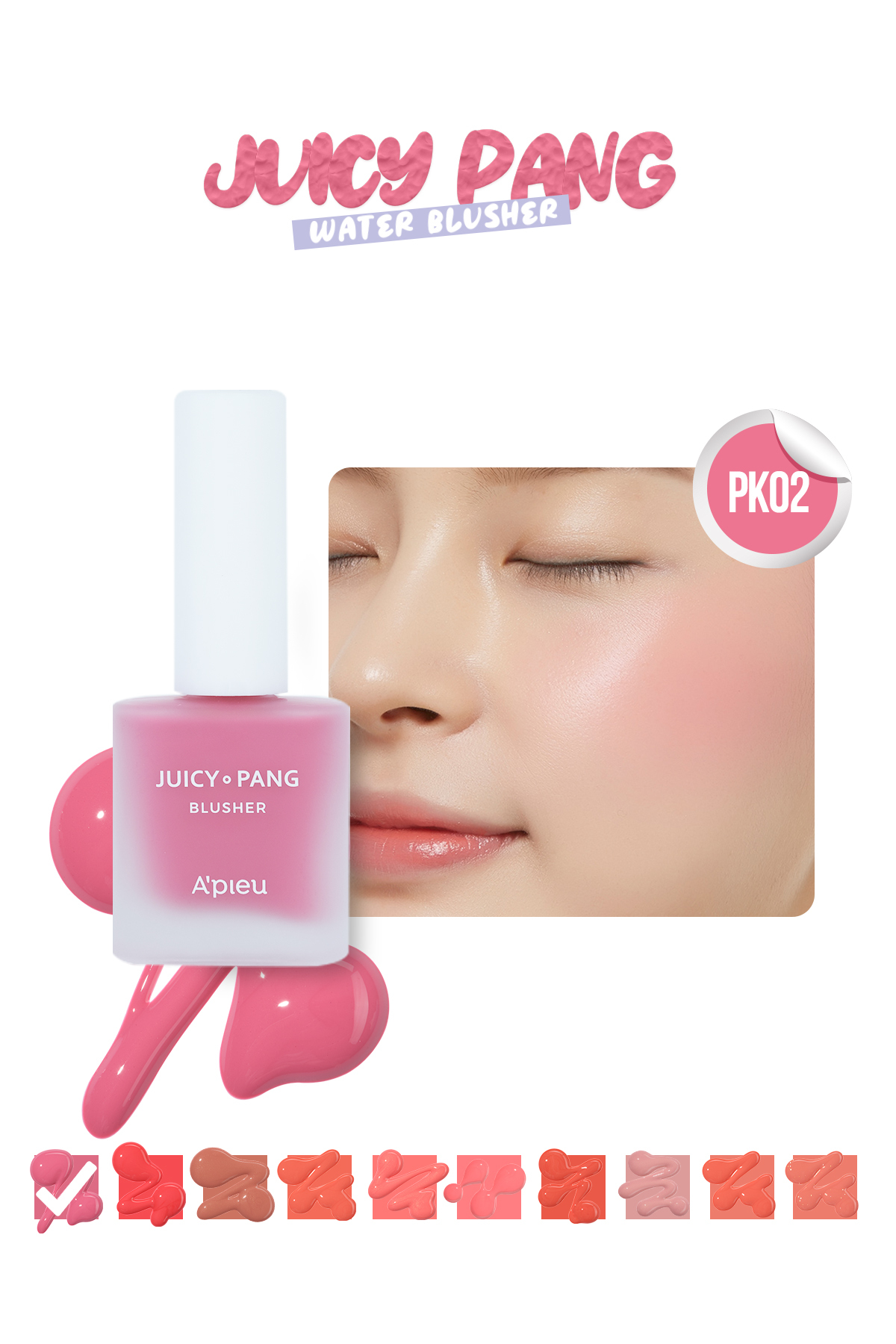 رژگونه مایع مرطوب کننده طبیعی Juicy Pang رنگ Water Blusherشماره PK02 میشا Missha