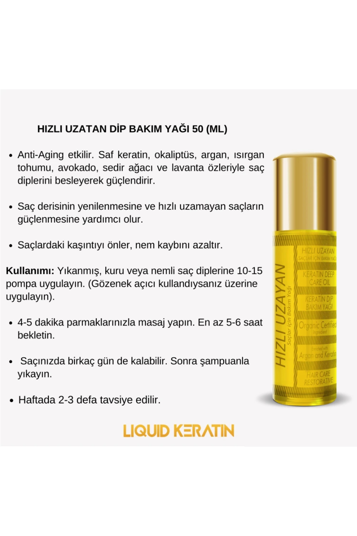 سرم و روغن مو مراقبت از کراتین با رشد سریع 50 میل Liquid Keratin