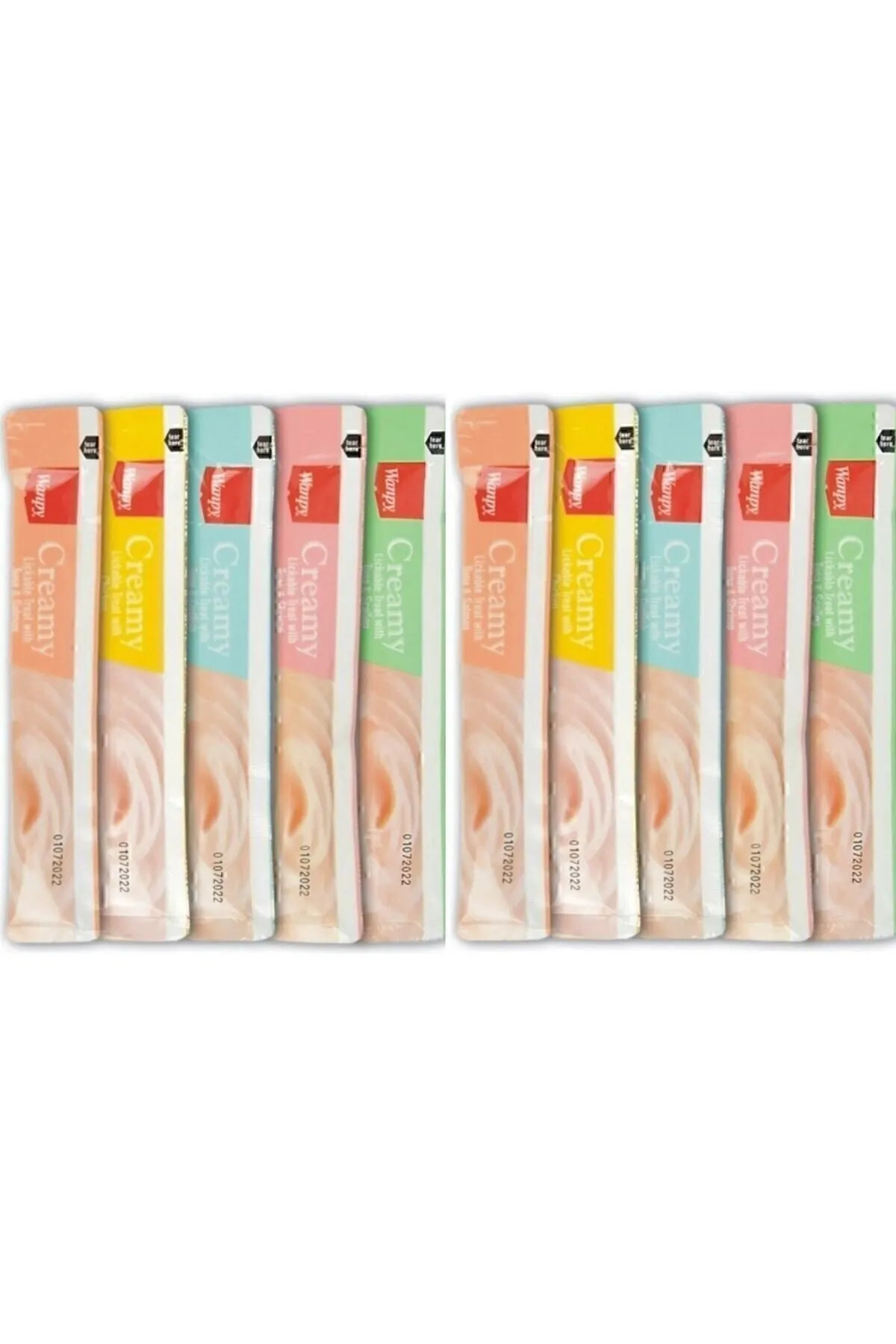 تشویقی مایع گربه ونپی Wanpy Creamy، طعم ترکیبی، ۱۴ گرم × ۱۰ عدد