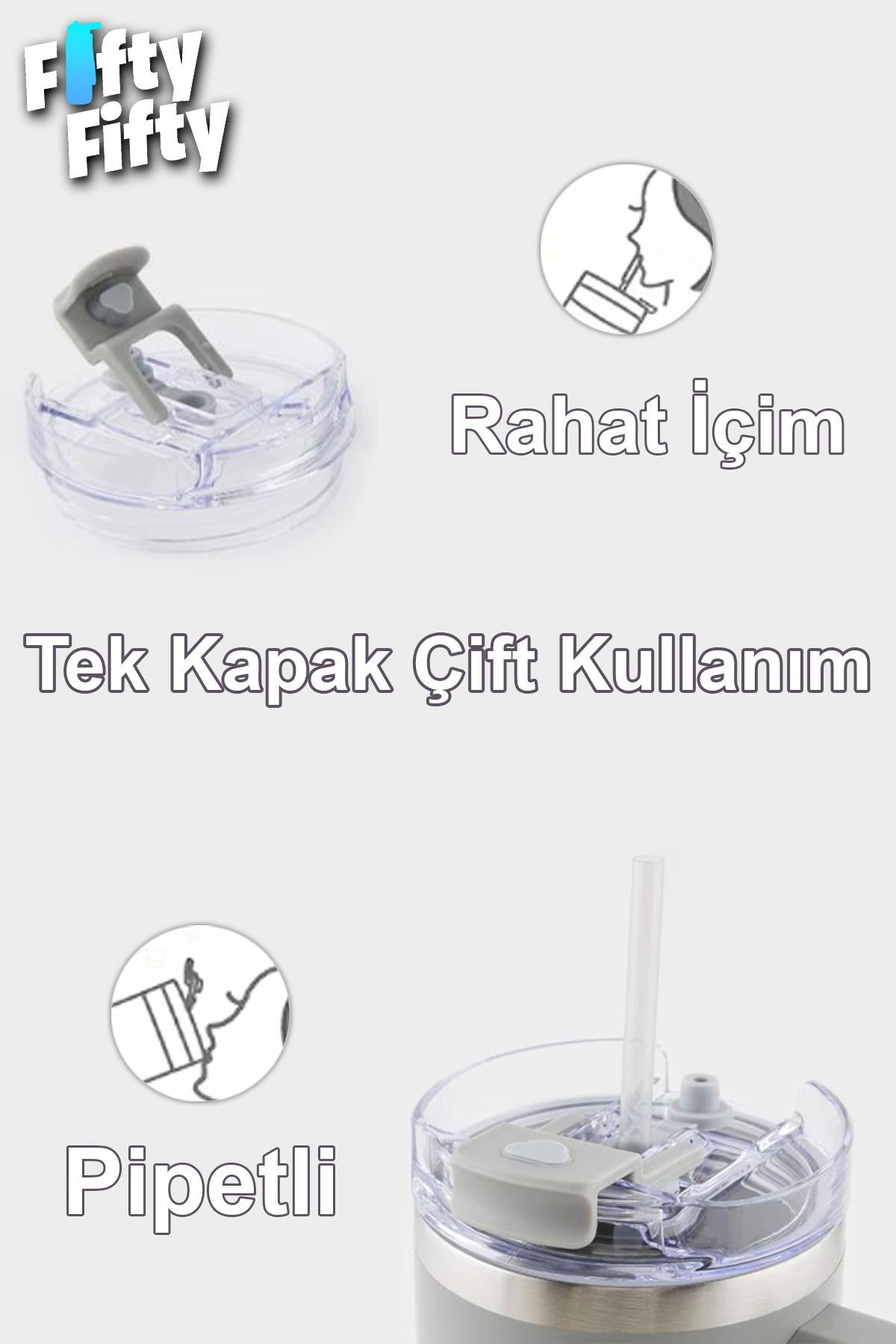 فلاسک قمقمه استیل 1200 میلی لیتری QUENCHER CUP با نی دسته آشامیدنی راحت FFVGN0581200ML اورجینال Vagonlife