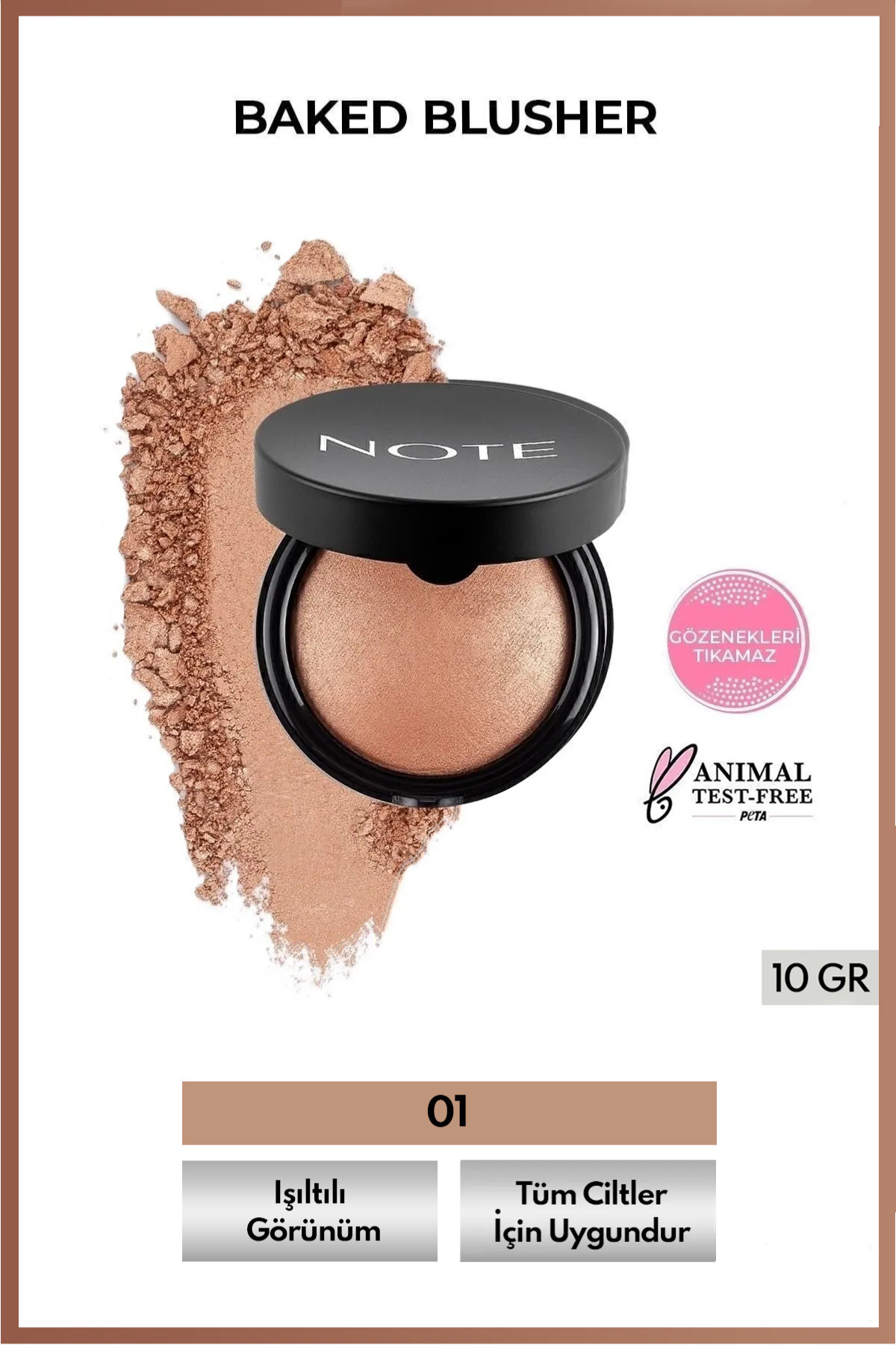 رژگونه BLUSHER BAKED SHIMMER POWDER BLUSH 01 PLEASURE Note Cosmetics