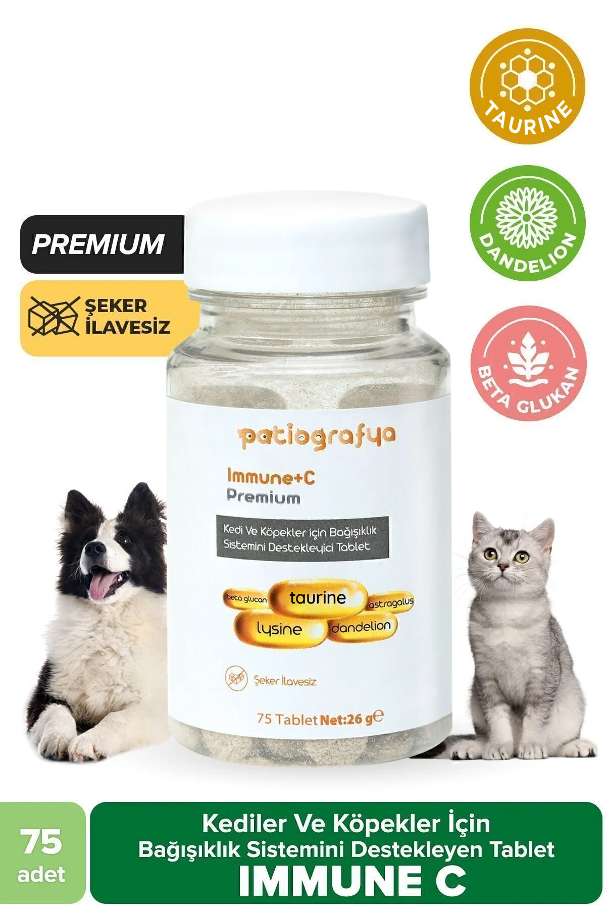 قرص Premium Immune C پاتیوگرافیا patiografya برای گربه و سگ