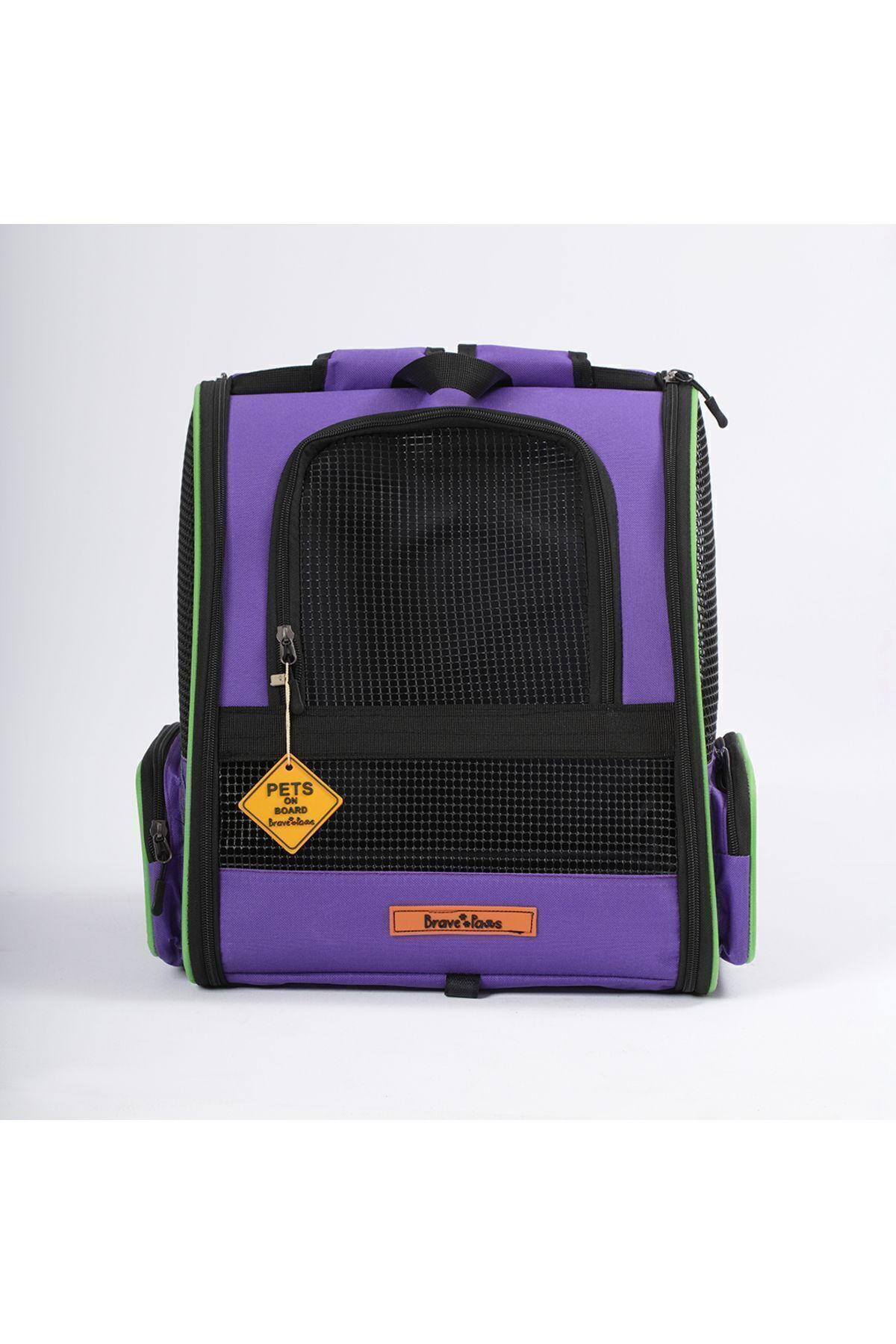 کیف حمل گربه و سگ بریو پاوز BRAVE PAWS مدل BRV102M، کوله‌پشتی توری پلاستیکی بنفش