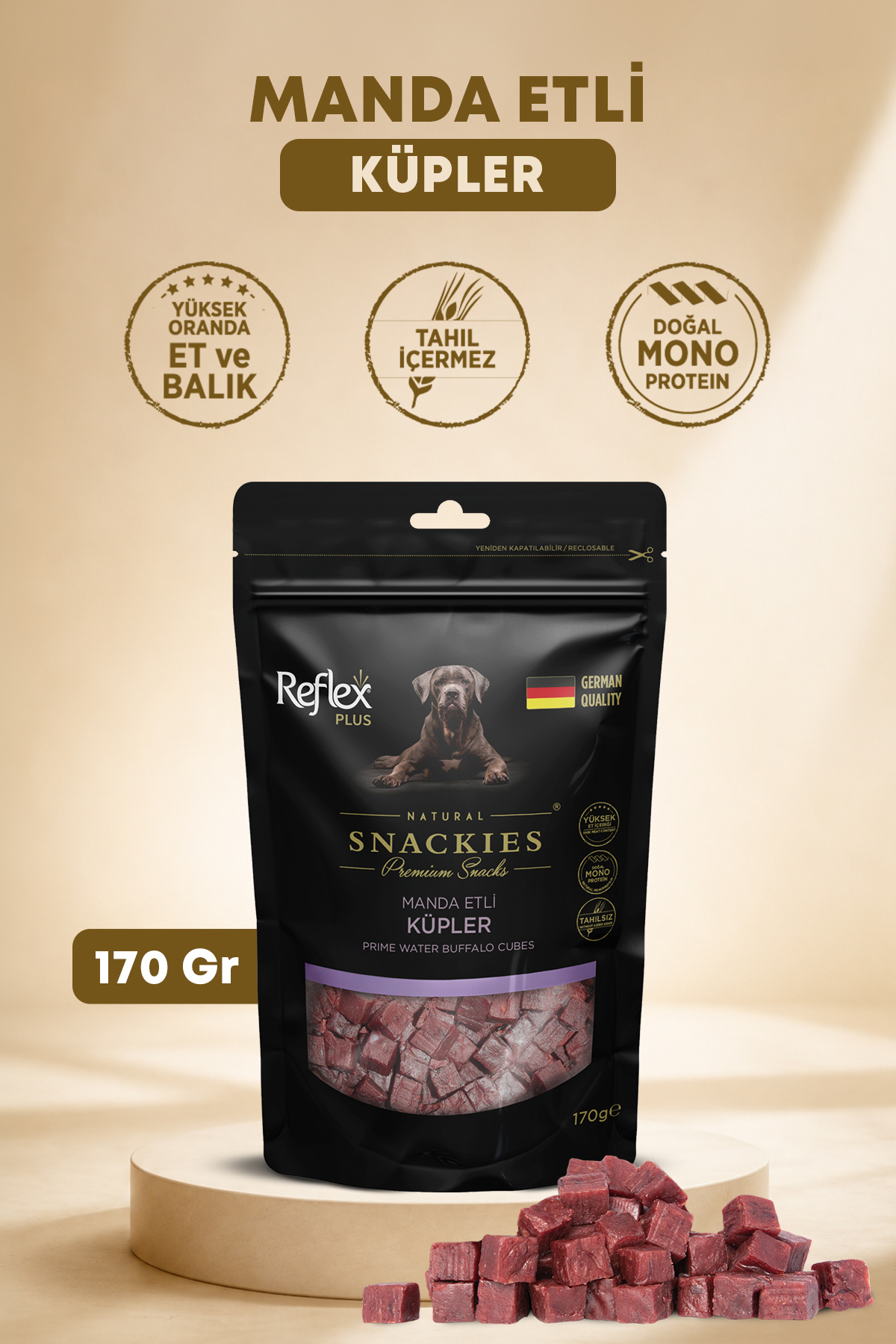 تشویقی سگ رفلکس Reflex Plus Snackies Natural، ۱۷۰ گرم