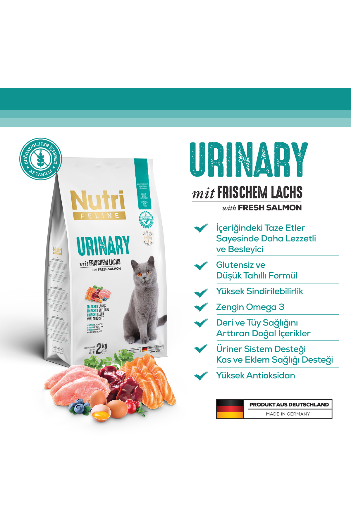 غذای خشک گربه بالغ Nutri Urinary، کم‌غلات، ۲ کیلوگرمی