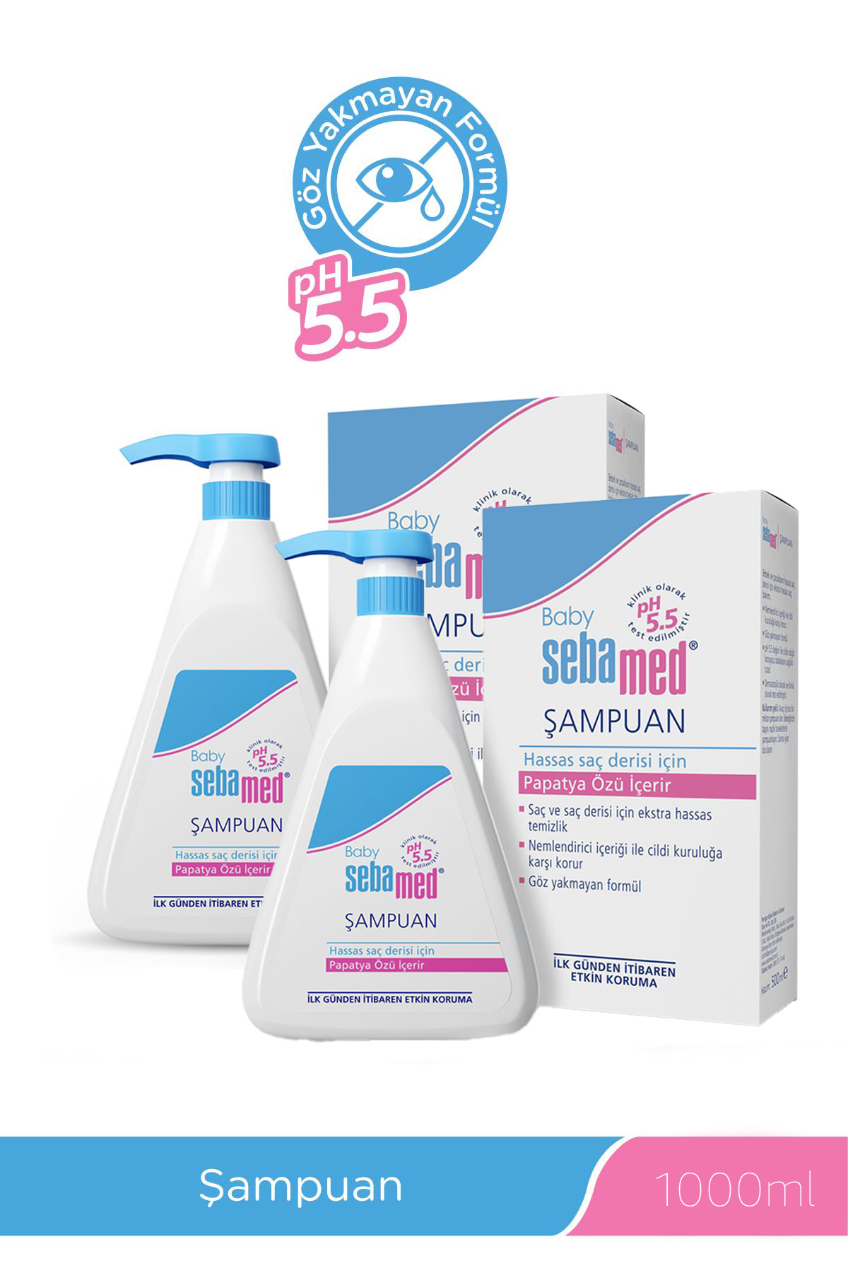 شامپو بچه پسرانه و دخترانه بچگانه کودک PH 5.5 500 میل X 2 قطعه Sebamed