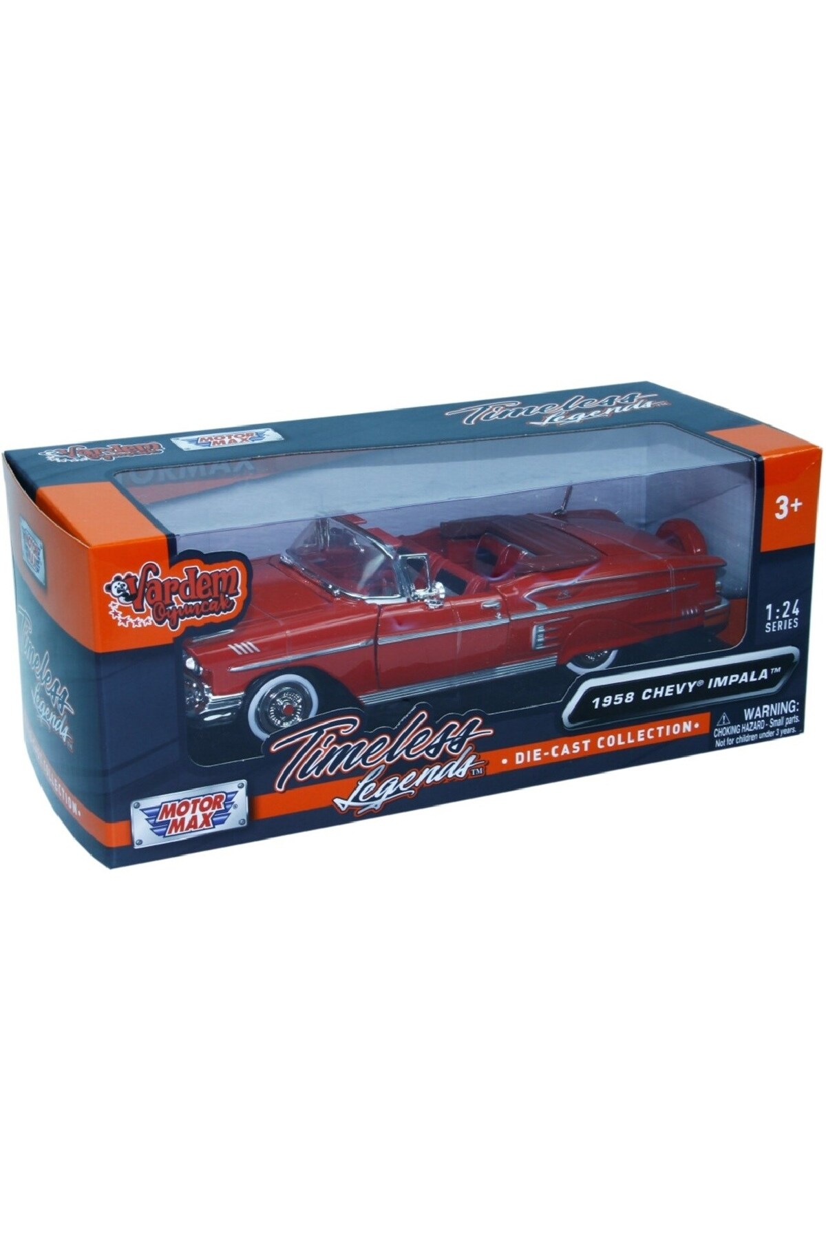 مدل خودرو DIECAST 1958 CHEVY IMPALA 1 24 DIE CAST MODEL VEHICLE RED اورجینال Motor Max