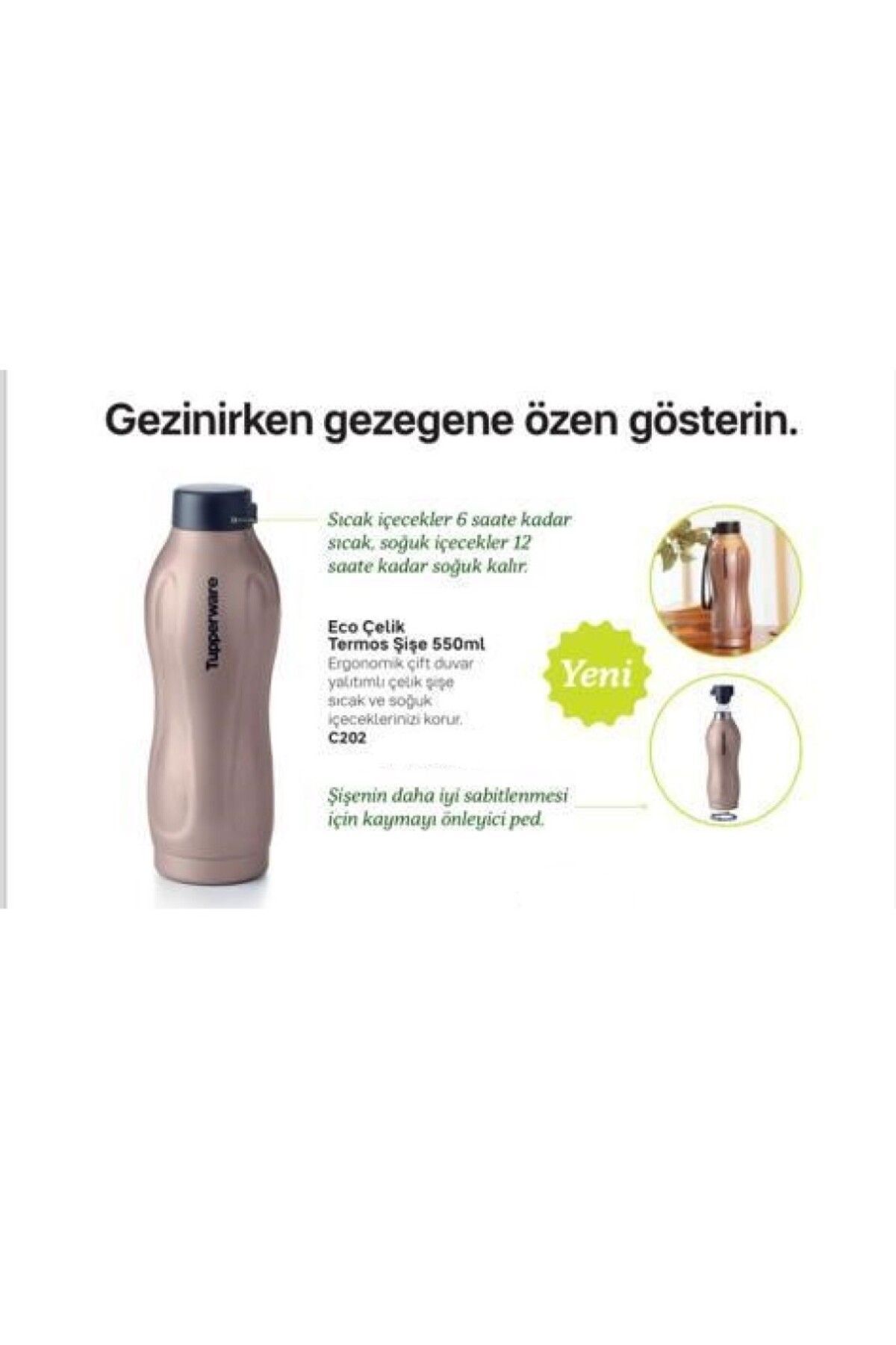 فلاسک عایق حرارتی 550 میلی لیتری بطری آب فولاد اکو اورجینال Tupperware