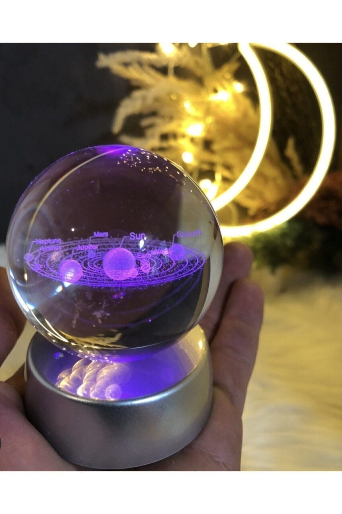 گوی برفی دکوراتیو گلوب شیشه ای در حال تغییر رنگ LED سیارات منظومه شمسی از ترکیه TeknoClass