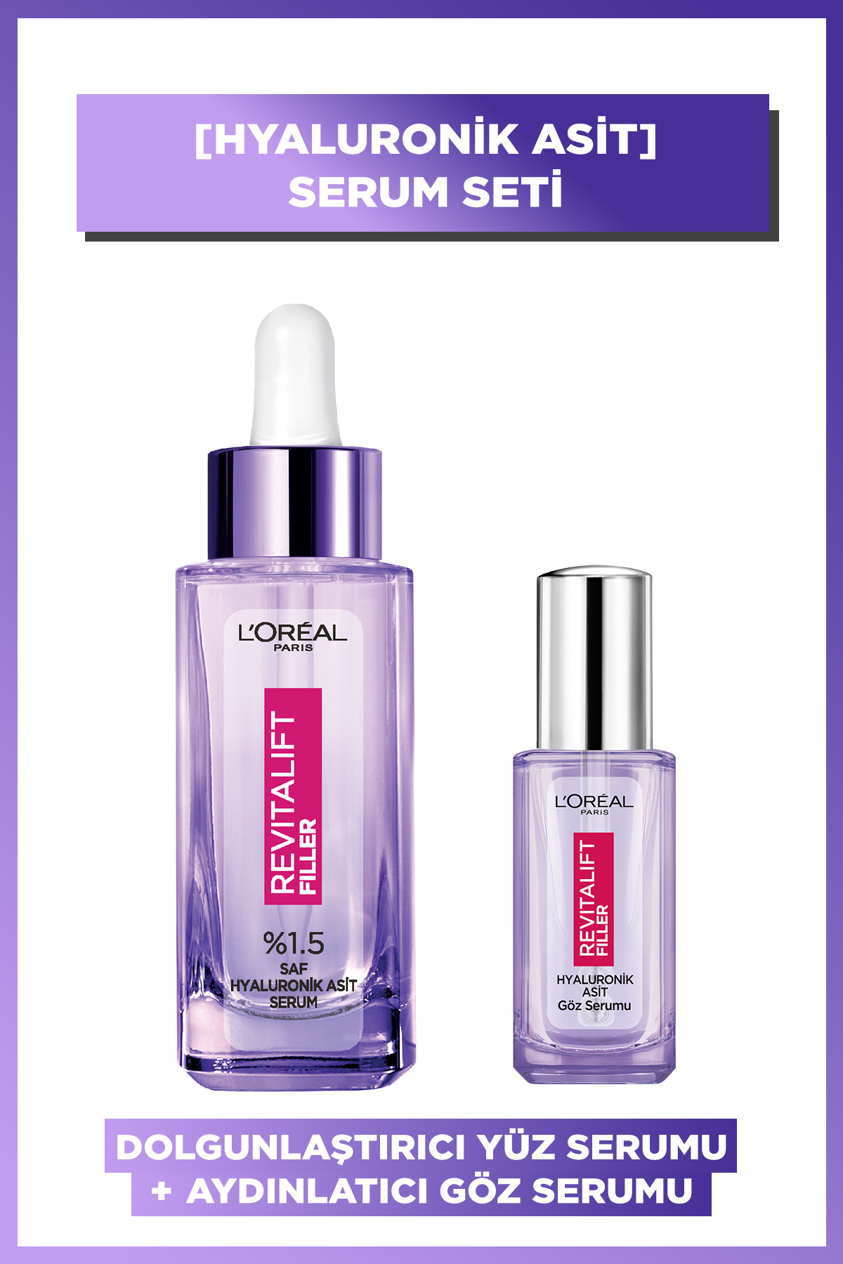 L'Oreal Paris سرم ضد چین و چروک ژله ای هیالورونیک 1.5% و سرم روشن کننده چشم روشن کننده Revitalift