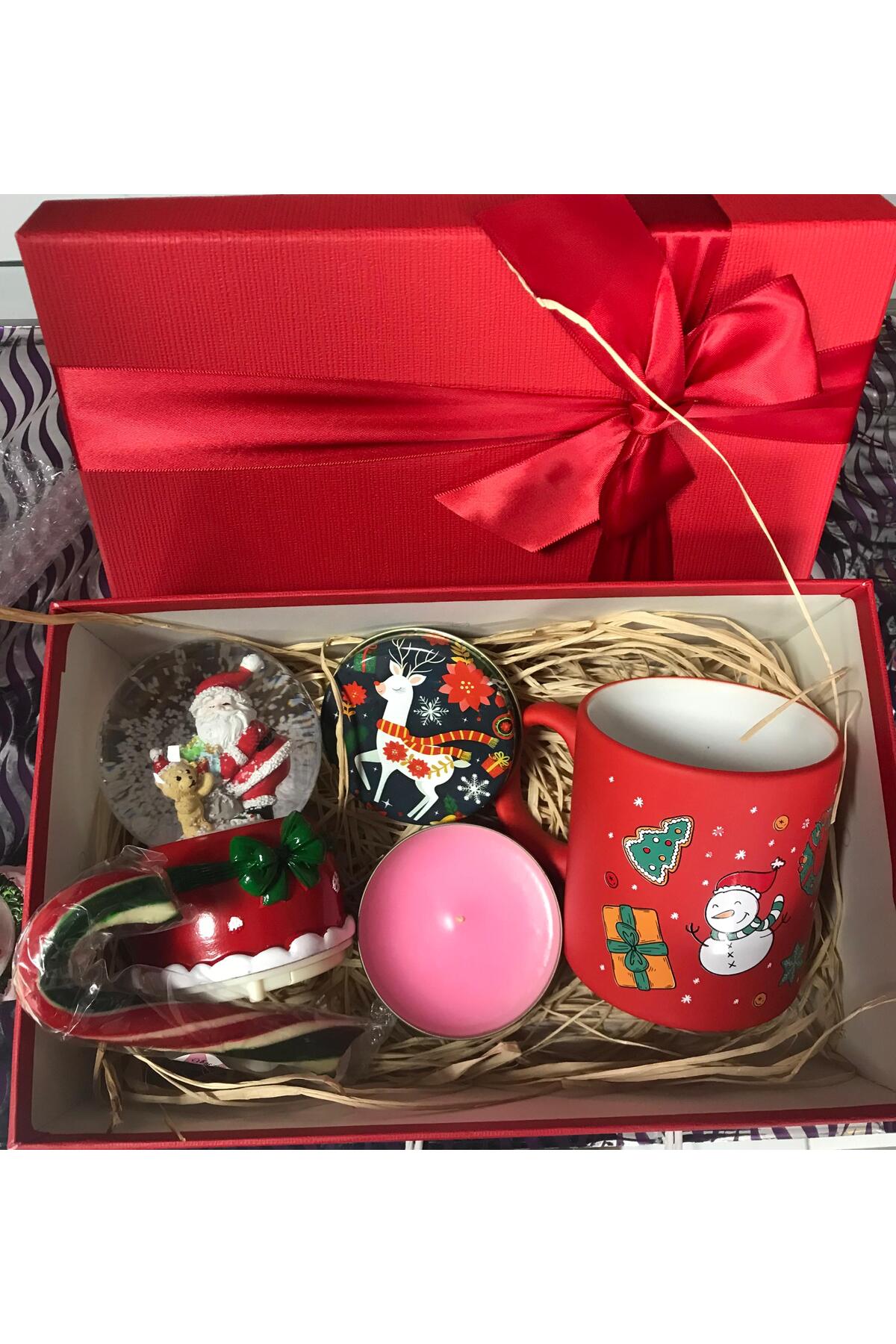 گوی برفی ست نوروزی سایز متوسط ​​SNOW GLOBE موزیکال نور با شمع و جعبه کادو فنجان قهوه از ترکیه GA Mark