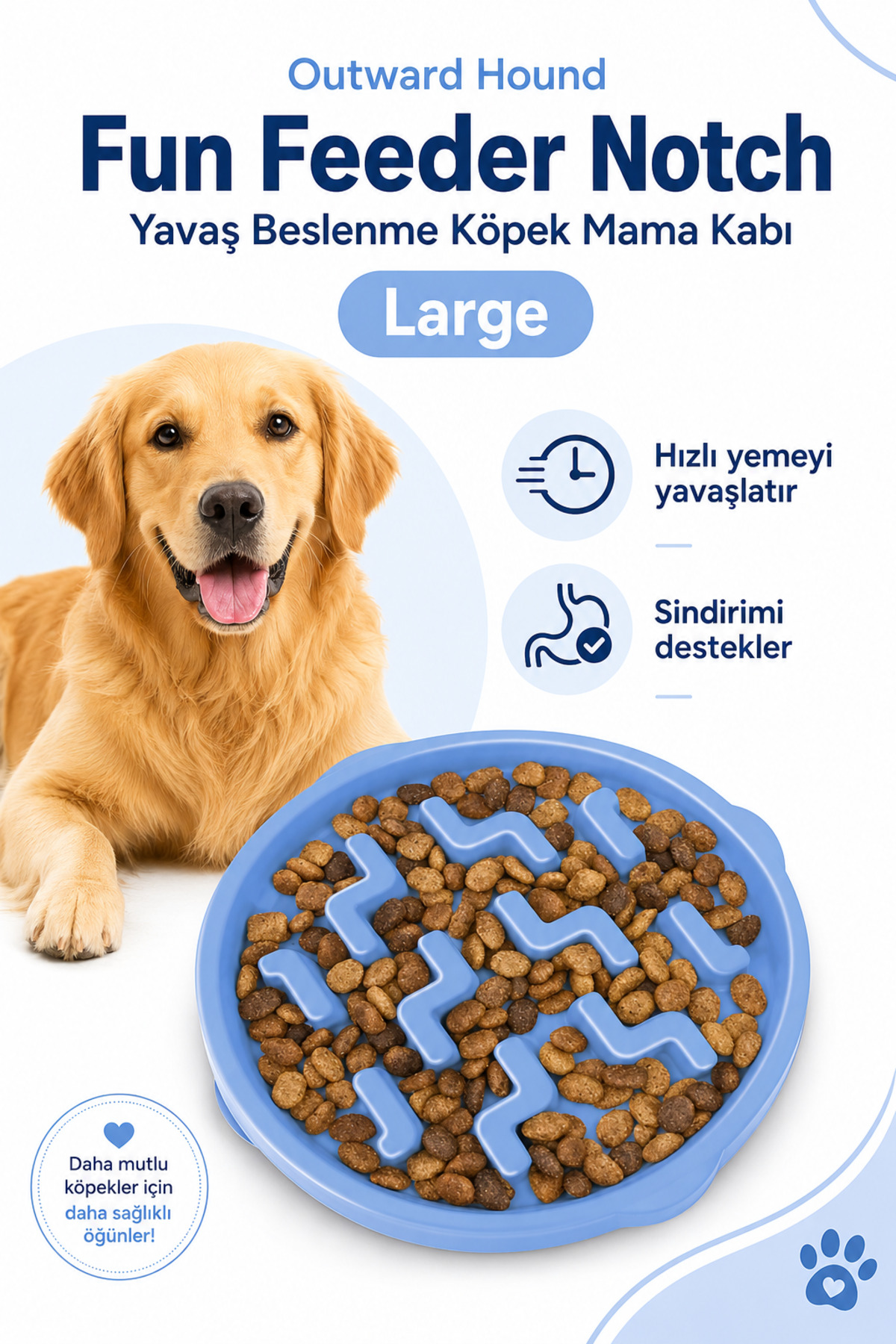 ظرف غذای سگ کندخور آوت‌وارد هاوند Outward Hound Fun Feeder Notch، ۱ لیتری آبی