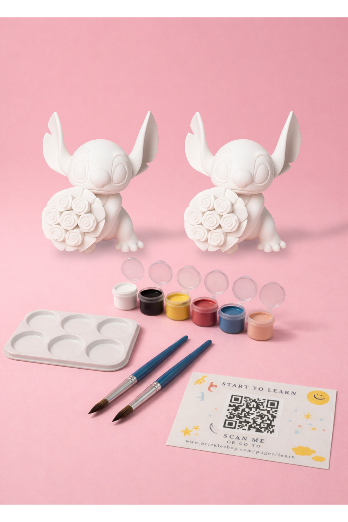 فیگور STITCH FIGUR PAINTING SET 2 ست نقاشی آموزشی مدل گل + PAINT & BRUSH DIY از ترکیه BrickleShop