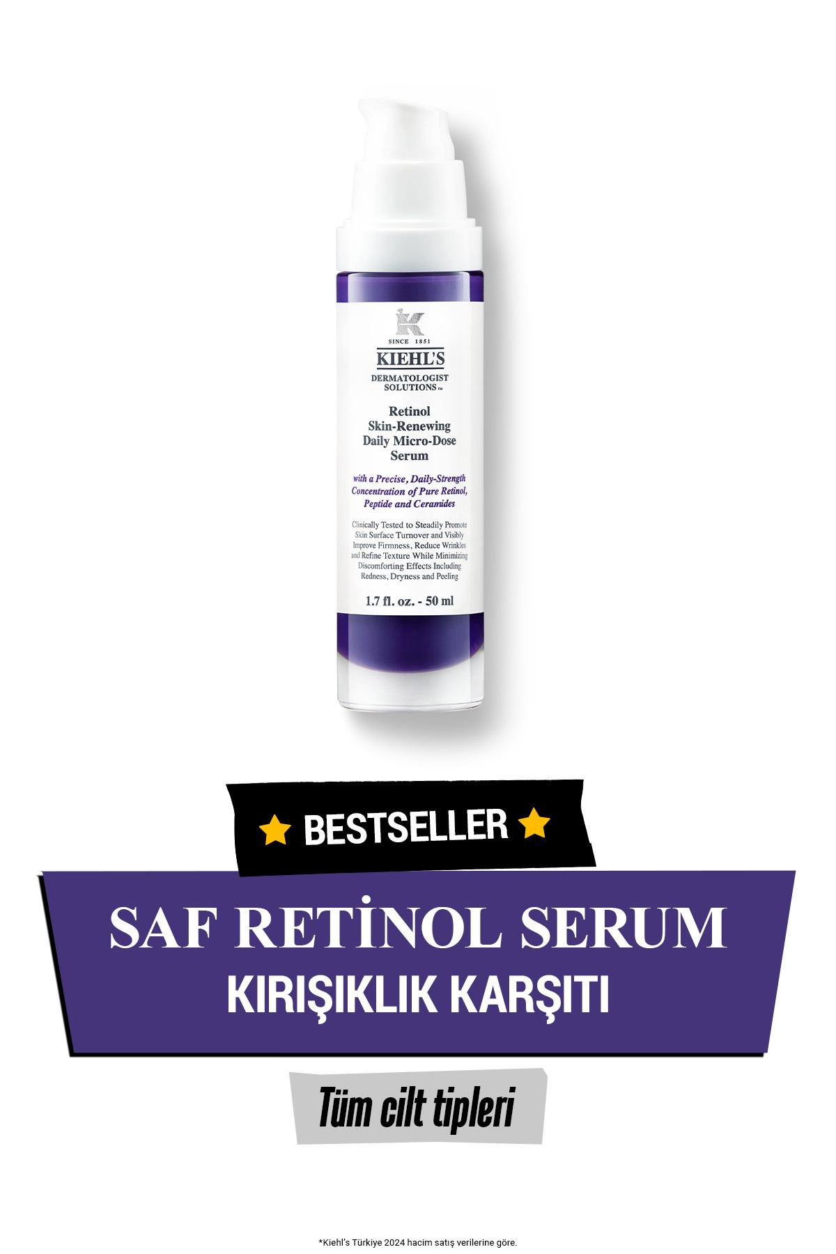Kiehl's سرم روزانه ضد چین و چروک حلقه‌های پوست توسط محصولات پوست پزشکی حاوی رتینول 50 میلی‌لیتر
