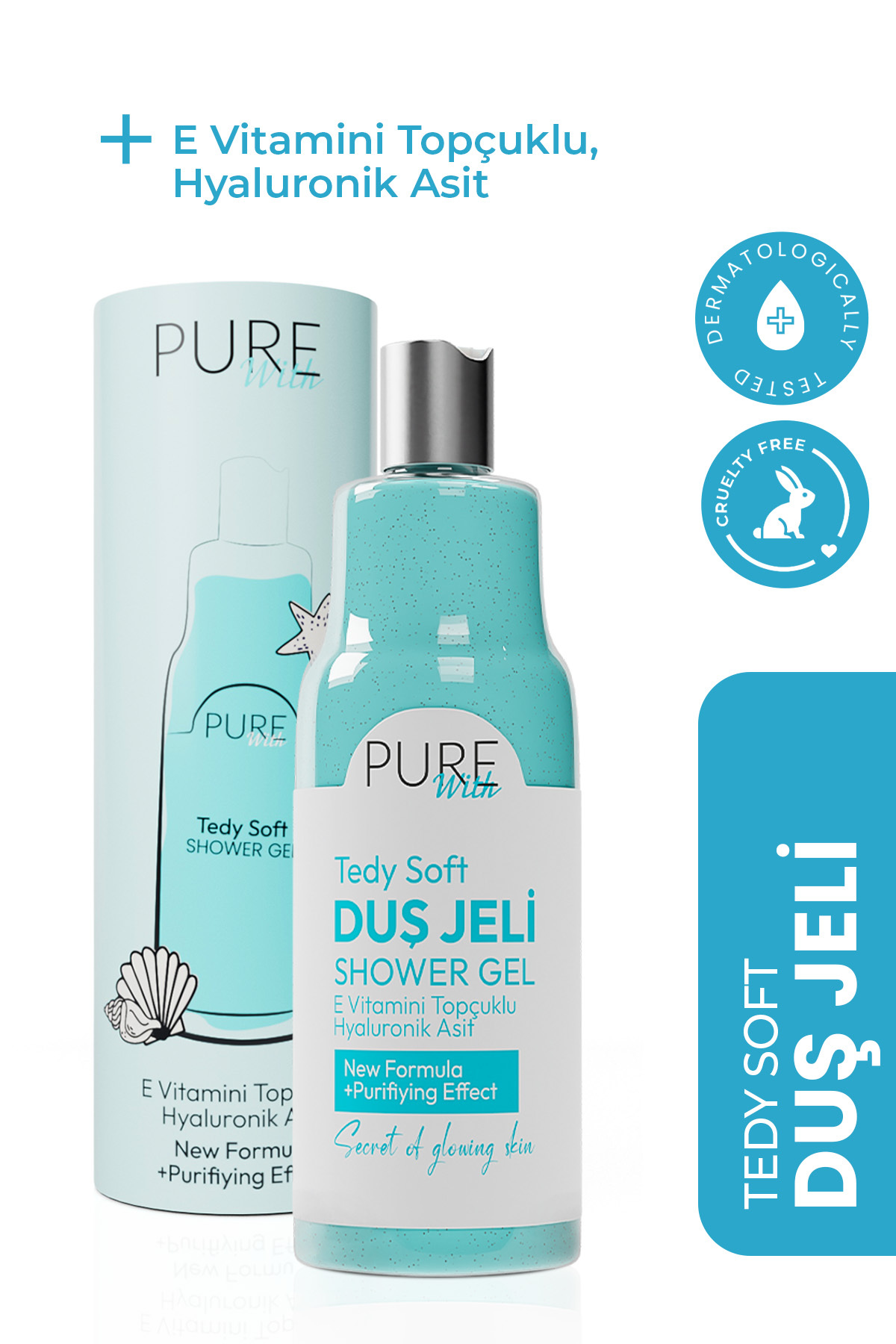 ژل دوش مرطوب کننده و کلاژن ساز با رایحه اقیانوس و ویتامین E حجم 400 میلی لیتر Pure With