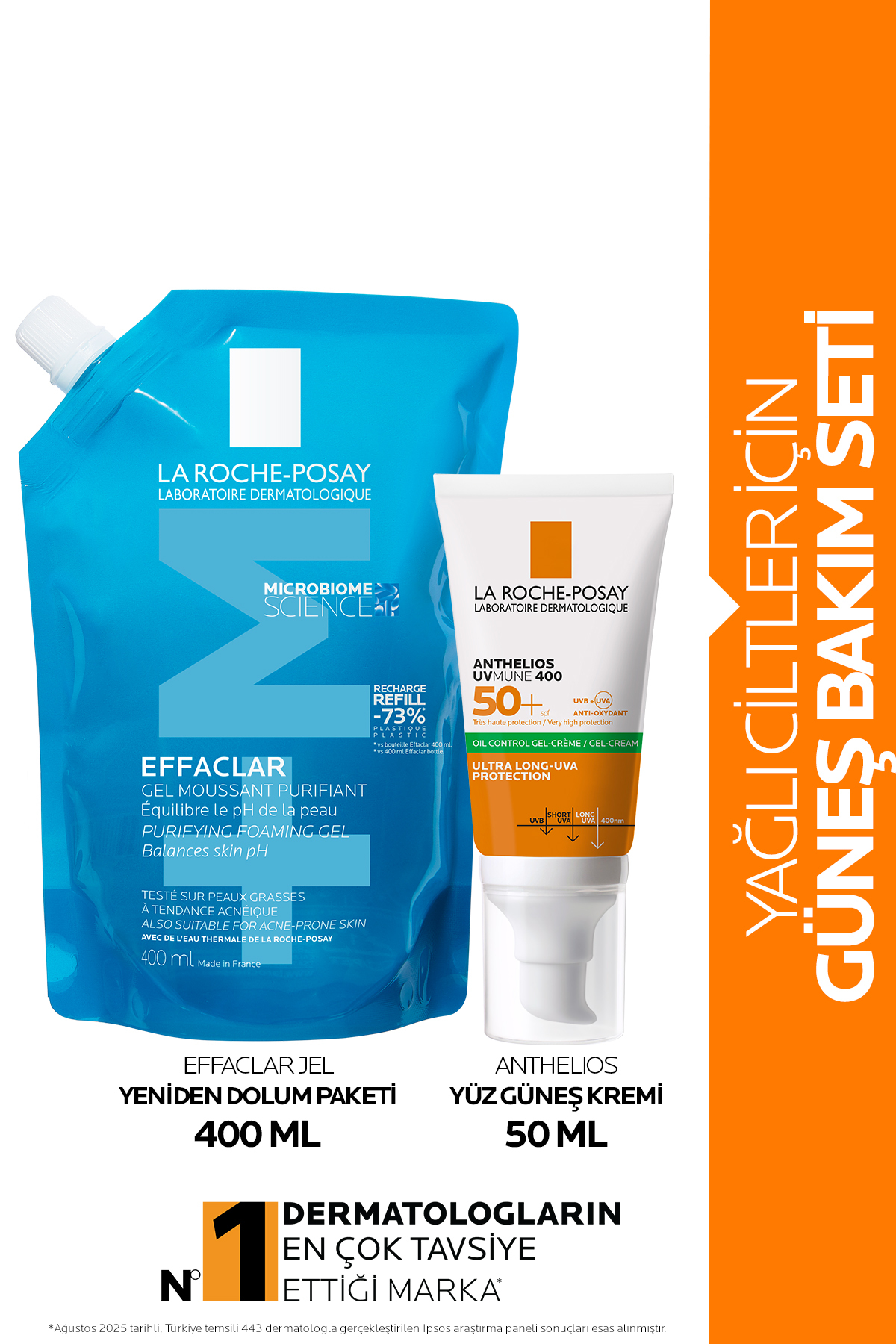 ست مراقبت پوست مجموعه از آفتاب برای روغنی: بسته پر کردن ژل EFFECLAR و ANTHELIOS FACE ضد La Roche Posay