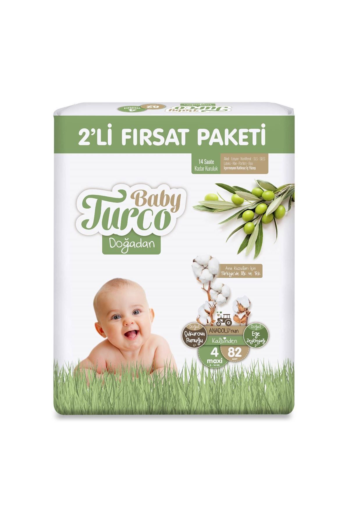 پوشک بچه دوغادان دو تکه فرصت سایز 4 ماکسی 82 عدد اورجینال Baby Turco
