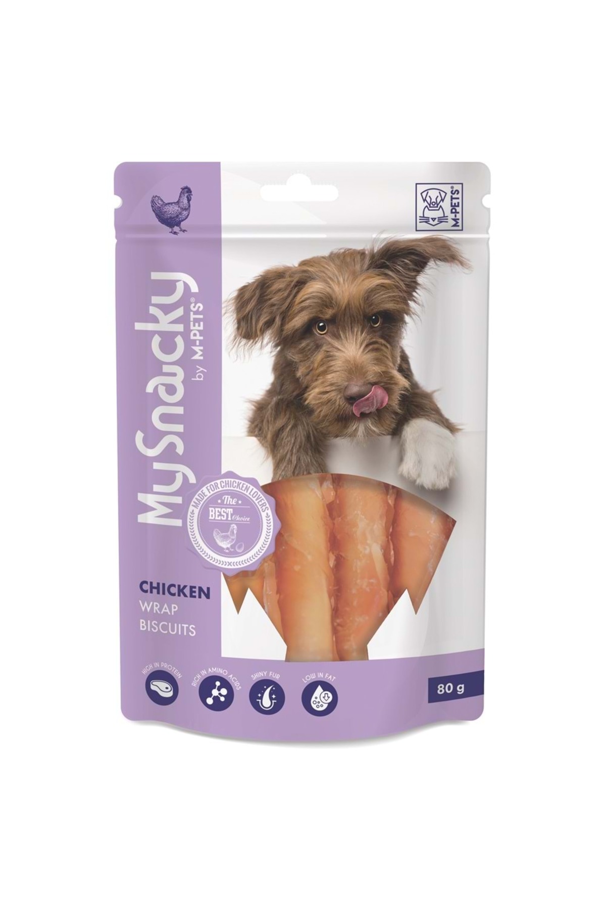 تشویقی بیسکویتی سگ MY SNACKY با طعم مرغ و بوقلمون، ۸۰ گرم، ام‌پتس M-PETS