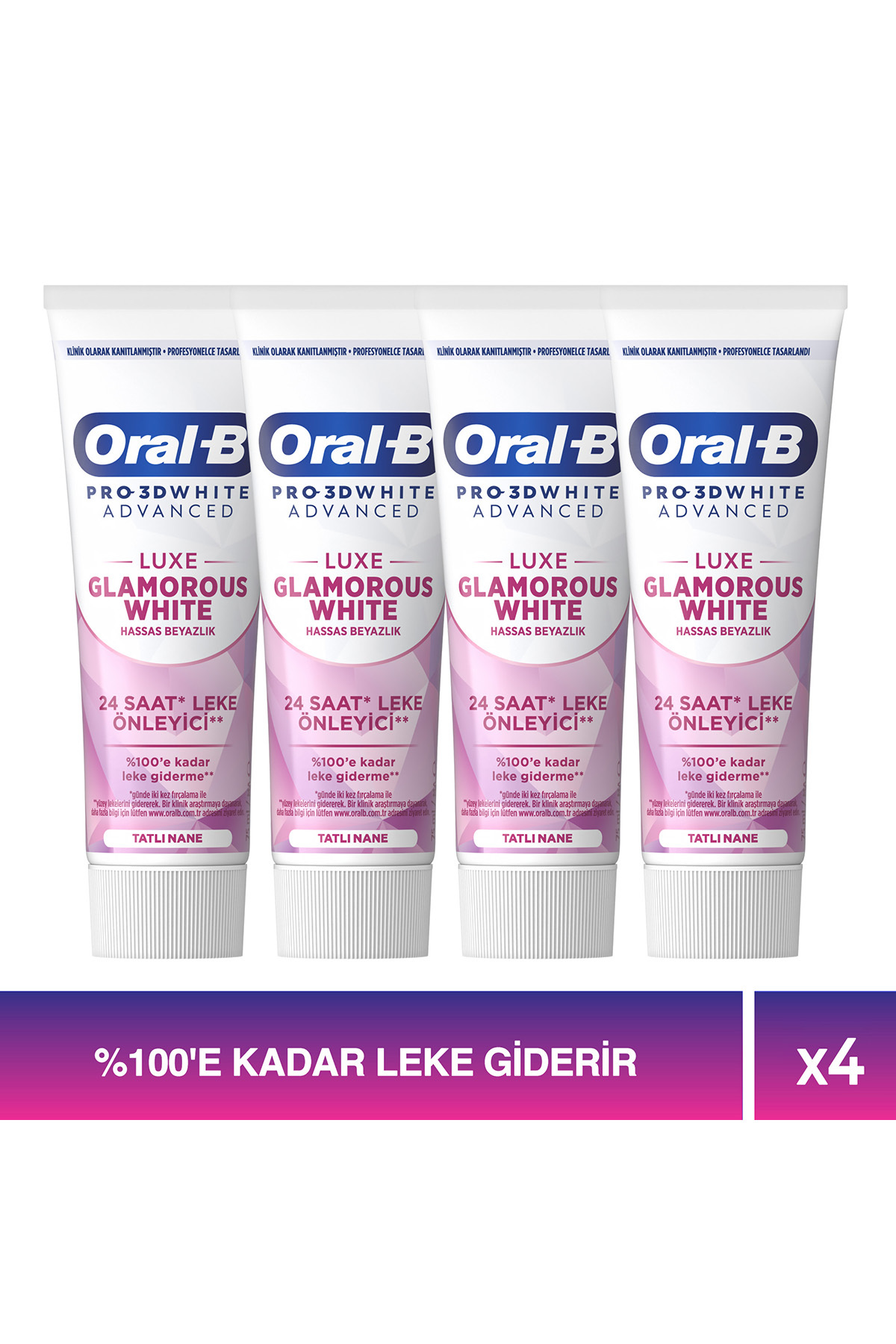خمیر دندان Oral-B Pro 3D White Advanced Luxe Glamor White 75 میلی‌لیتر × 4