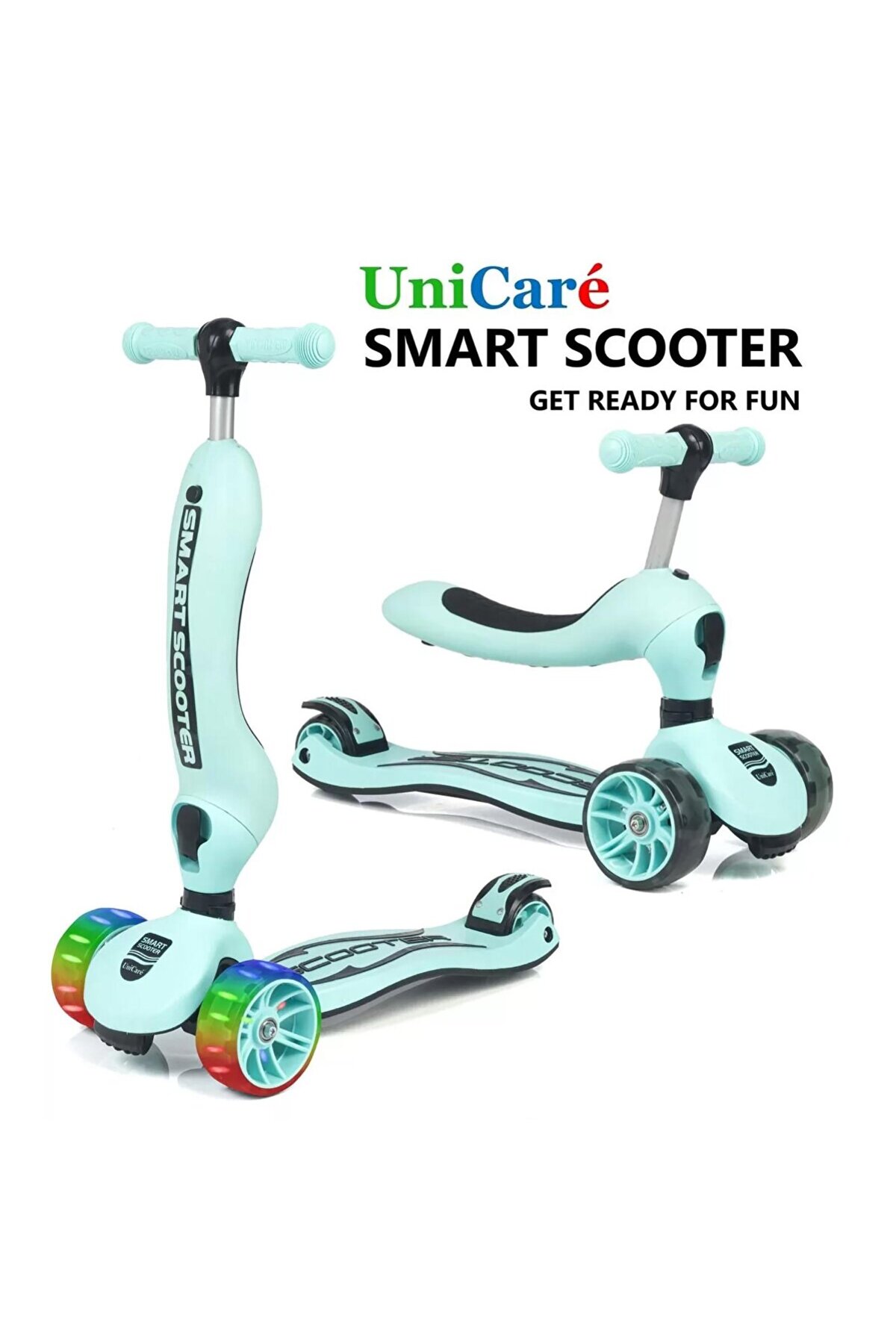 اسکوتر کودکان کودک هوشمند UNICARE با صندلی فیروزه ای baby toys