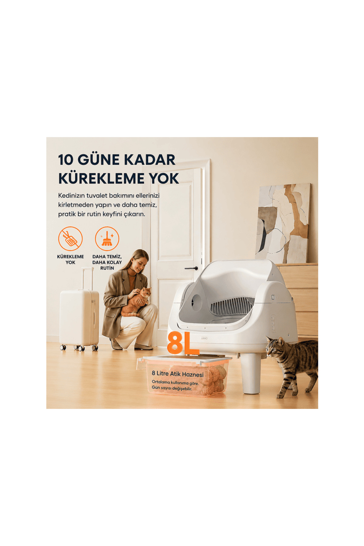توالت هوشمند و خودکار گربه پت‌پیوت PetPivot Autoscooper AS12 Lite، سفید