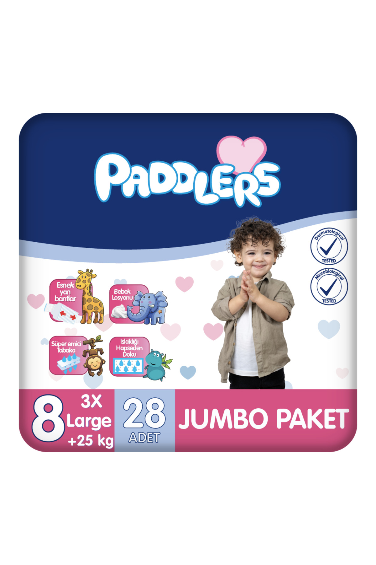 پوشک بچه سایز 8 XXX بسته جامبو 28 عددی 25+ کیلوگرم اورجینال Paddlers
