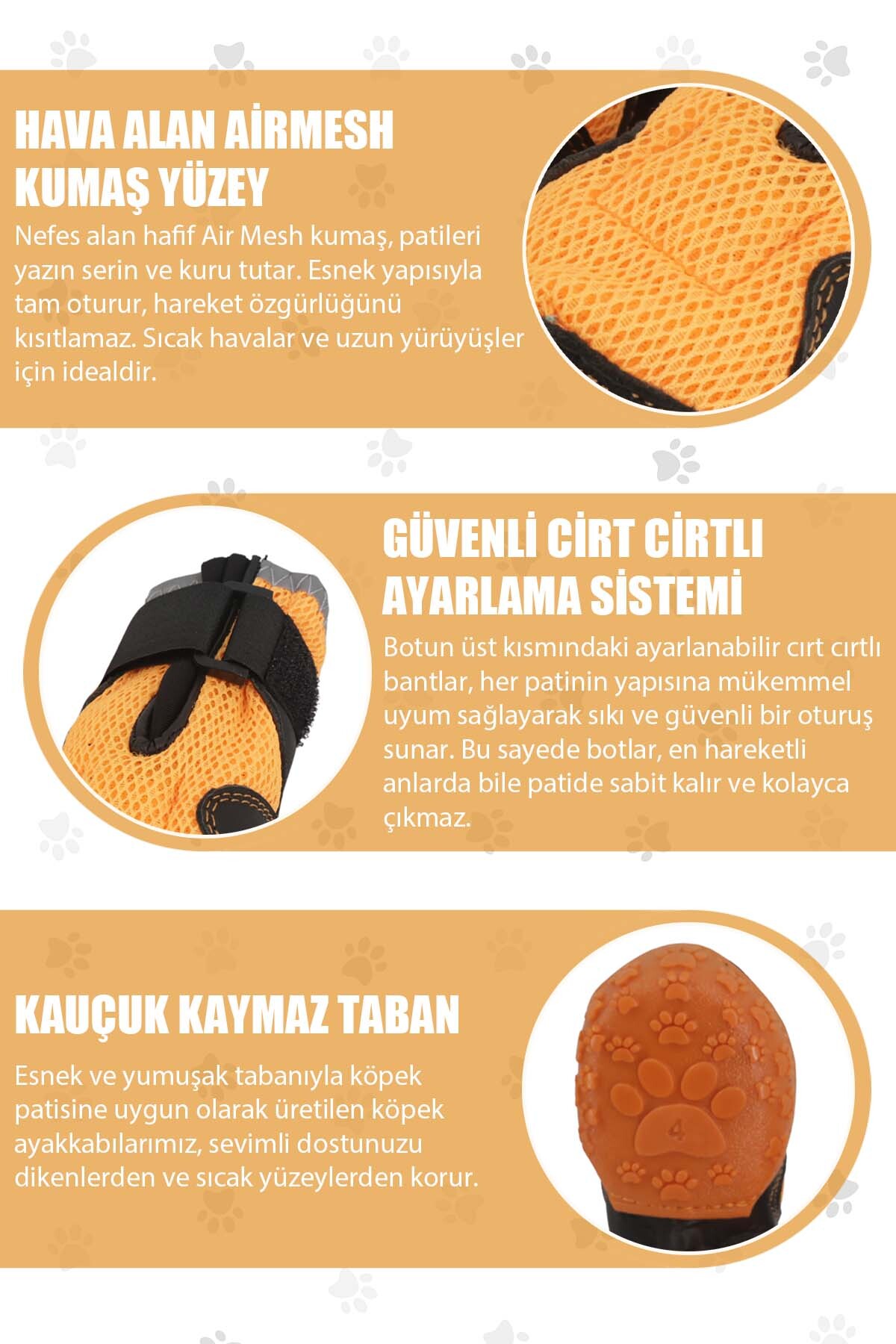 کفش تابستانی سگ پاوپرینتس PawPrints AirMesh با زیره لاستیکی ضدلغزش نارنجی