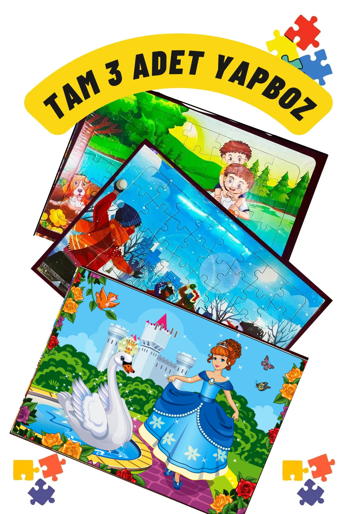 پازل اره منبت کاری مویی نقاشی شده آموزشی کودکان 3 تکه 30 40 PIECES COLORFUL ASSORTED PUZZLESET2 GÖNÜL YAYINCILIK
