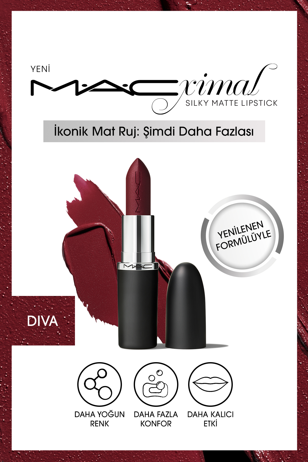 رژ لب DIVA M · A CXIMAL ابریشمی مات مرطوب کننده مؤثر Mac