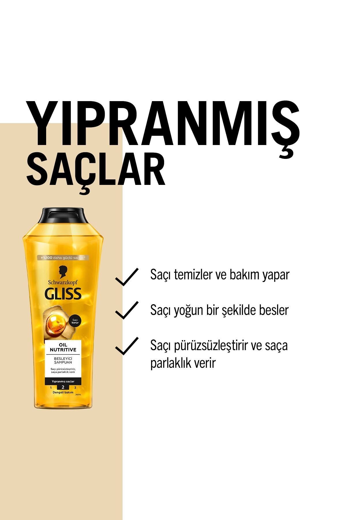 شامپو مغذی روغن گلیس برای موهای آسیب دیده 400 میلی لیتر Gliss