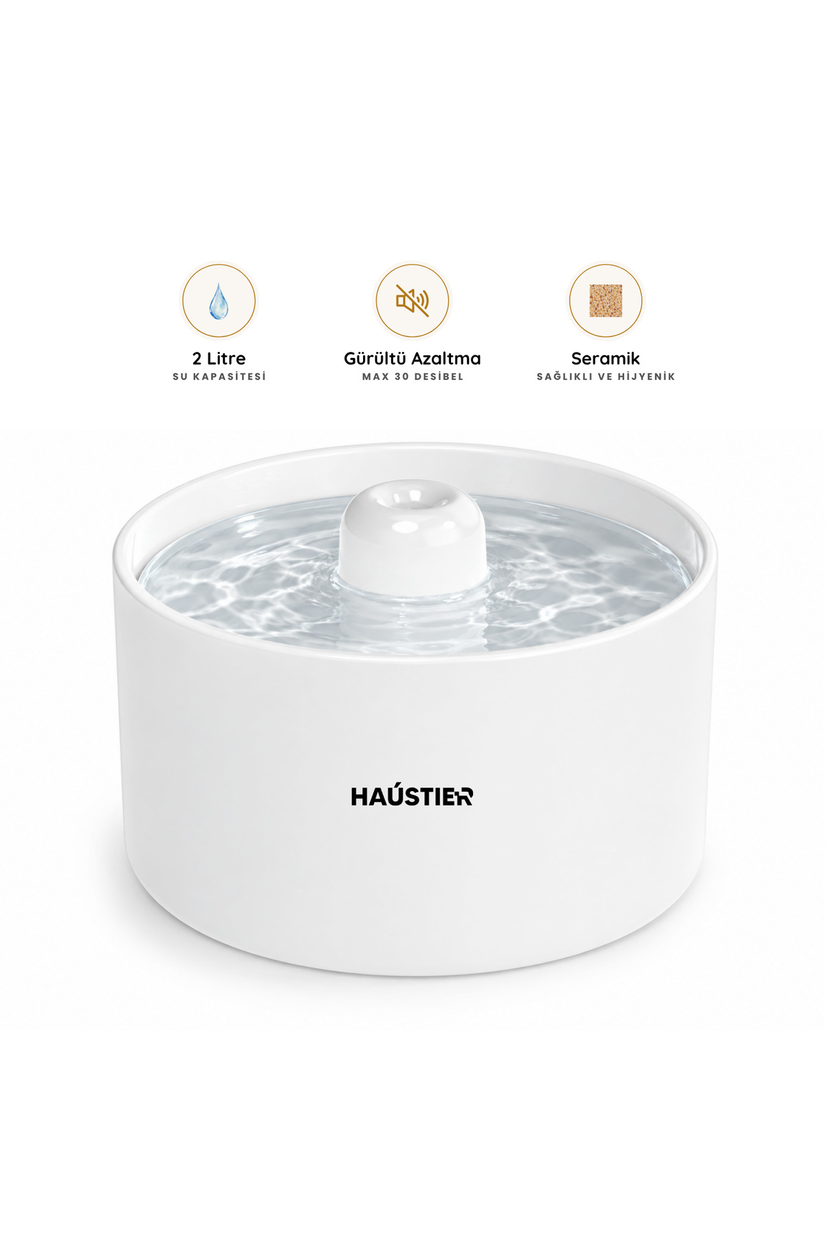 آبخوری فواره‌ای خودکار سرامیکی گربه هاوستایر Haustier مدل WF013، سفید