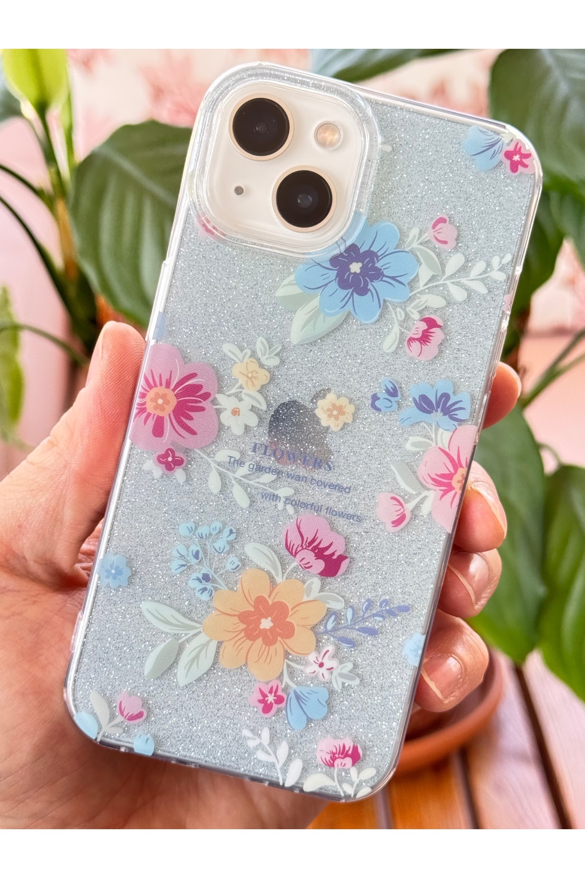 کاور و قاب سازگار APPLE IPHONE 13 14 15 با طرح گلیتر آبی رنگی رنگارنگ پوشش ضربه گیر فیبکس Fibaks