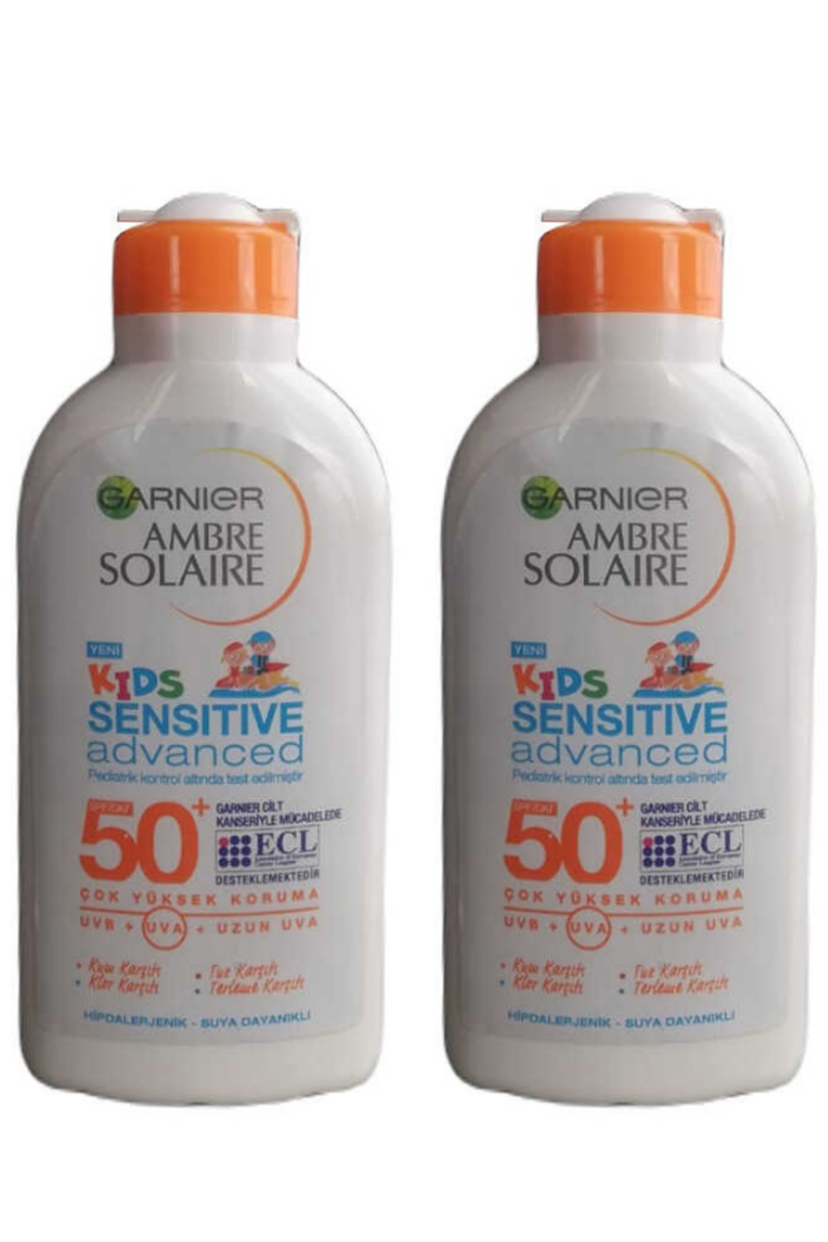 کرم ضد آفتاب کودک دخترانه و پسرانه بچگانه AMBRE SOLAIRE KIDS SENSITIVE CREAM GKF50+ 200 ML X 2PCS Garnier