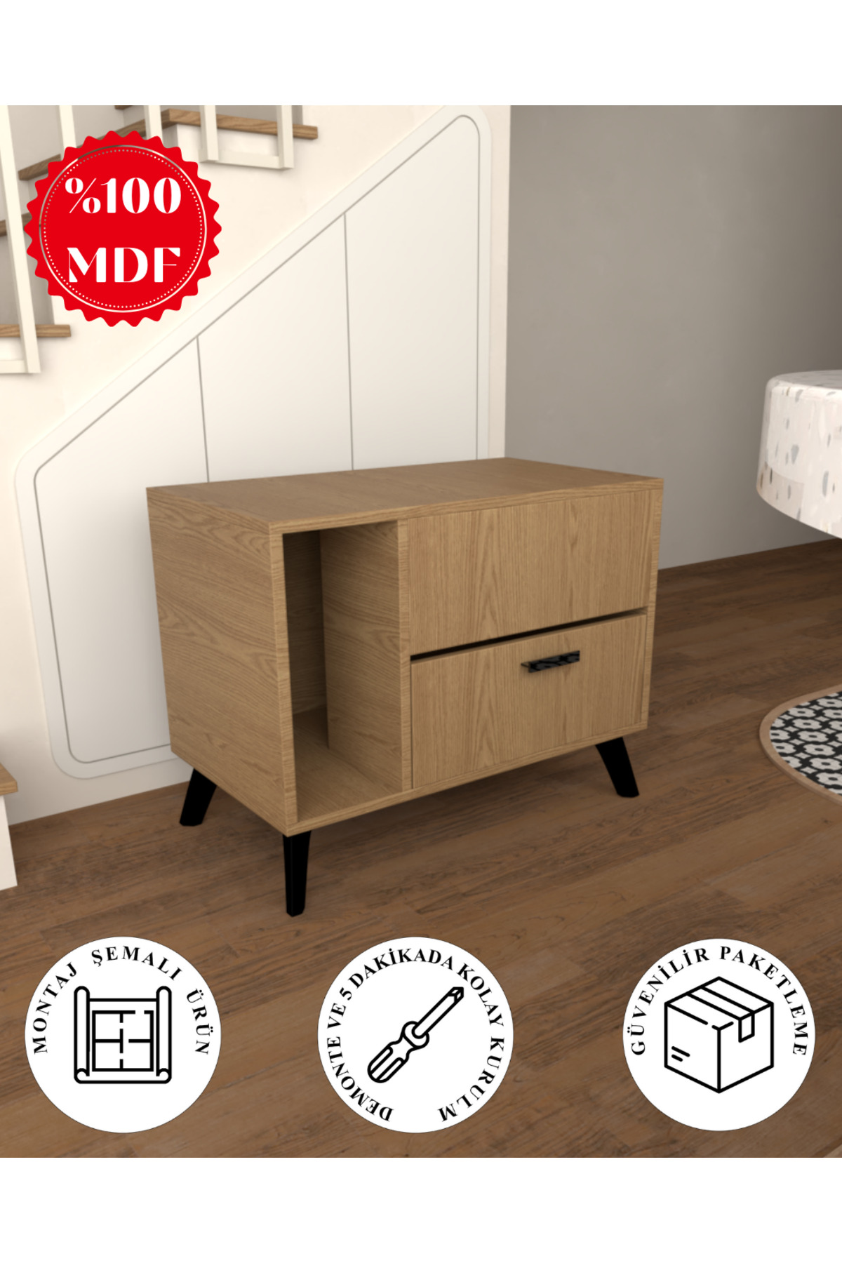 کابینت توالت گربه لموورا هوم دیزاین Lemvora Home Design با ورودی مخفی، MDF قهوه‌ای
