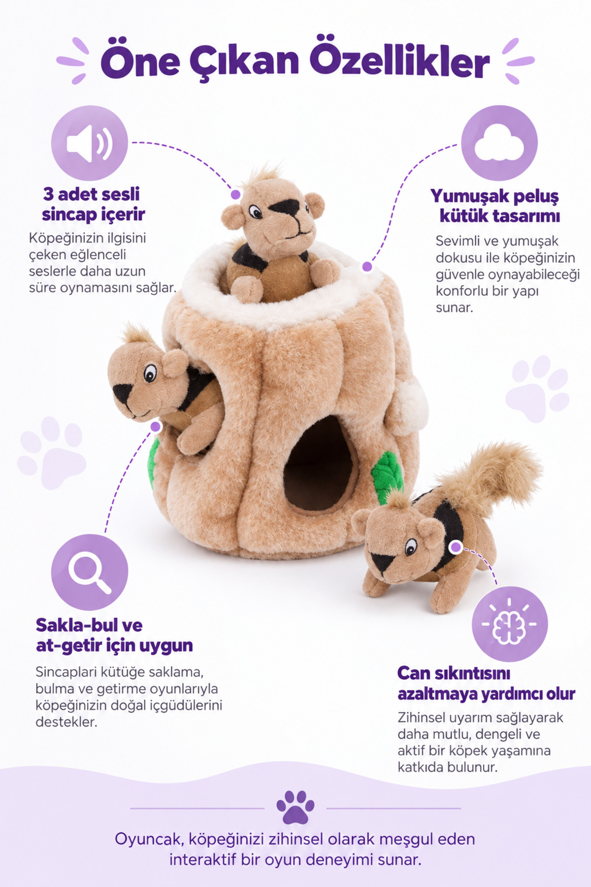 اسباب‌بازی فکری مخملی سگ با طرح لانه سنجاب، متوسط، آوت‌وارد هاوند Outward Hound سری Hide A Squirrel قهوه‌ای