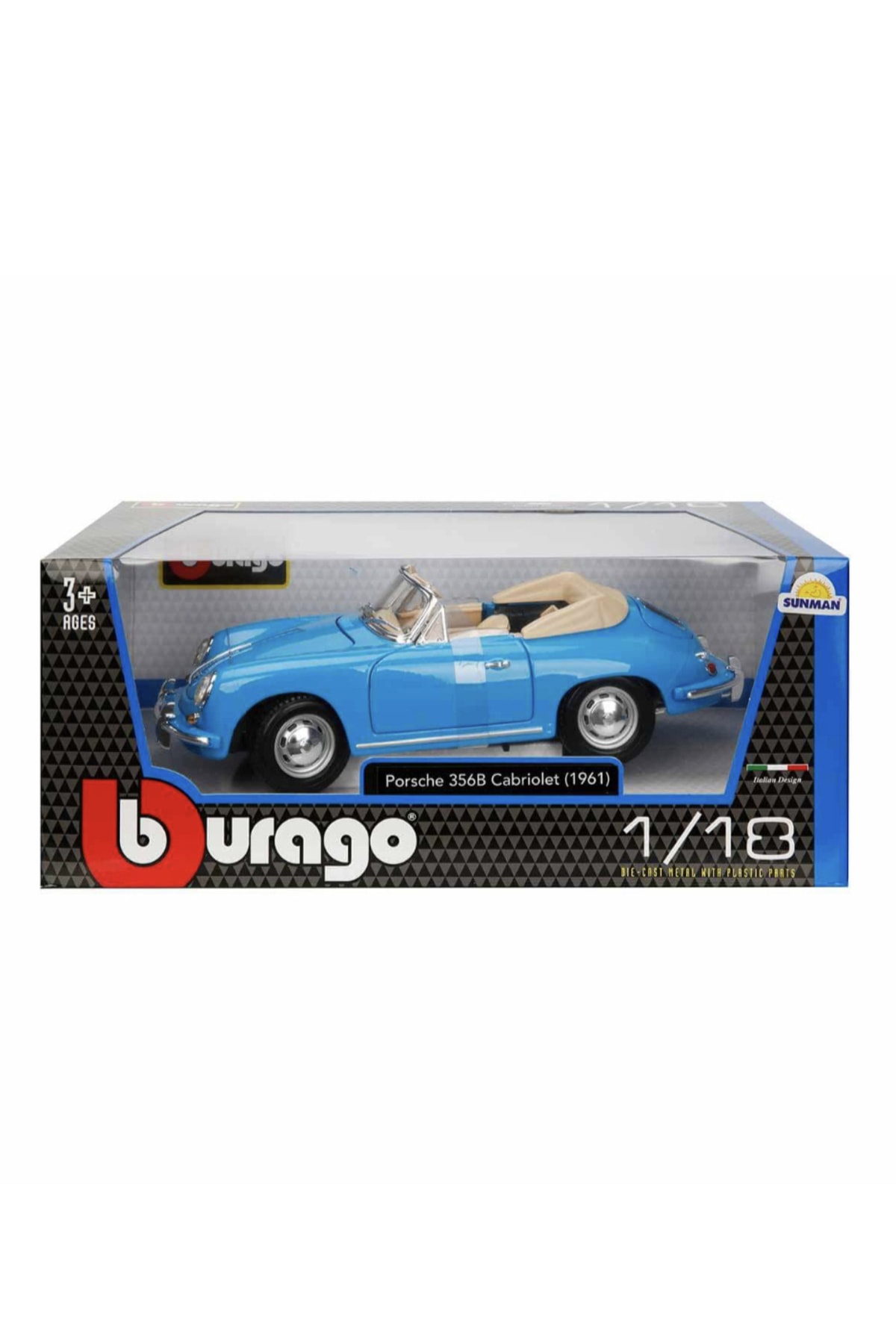 مدل خودرو 1:18 پورشه 356B کابریولت 1961 CAR BLUE اورجینال Burago
